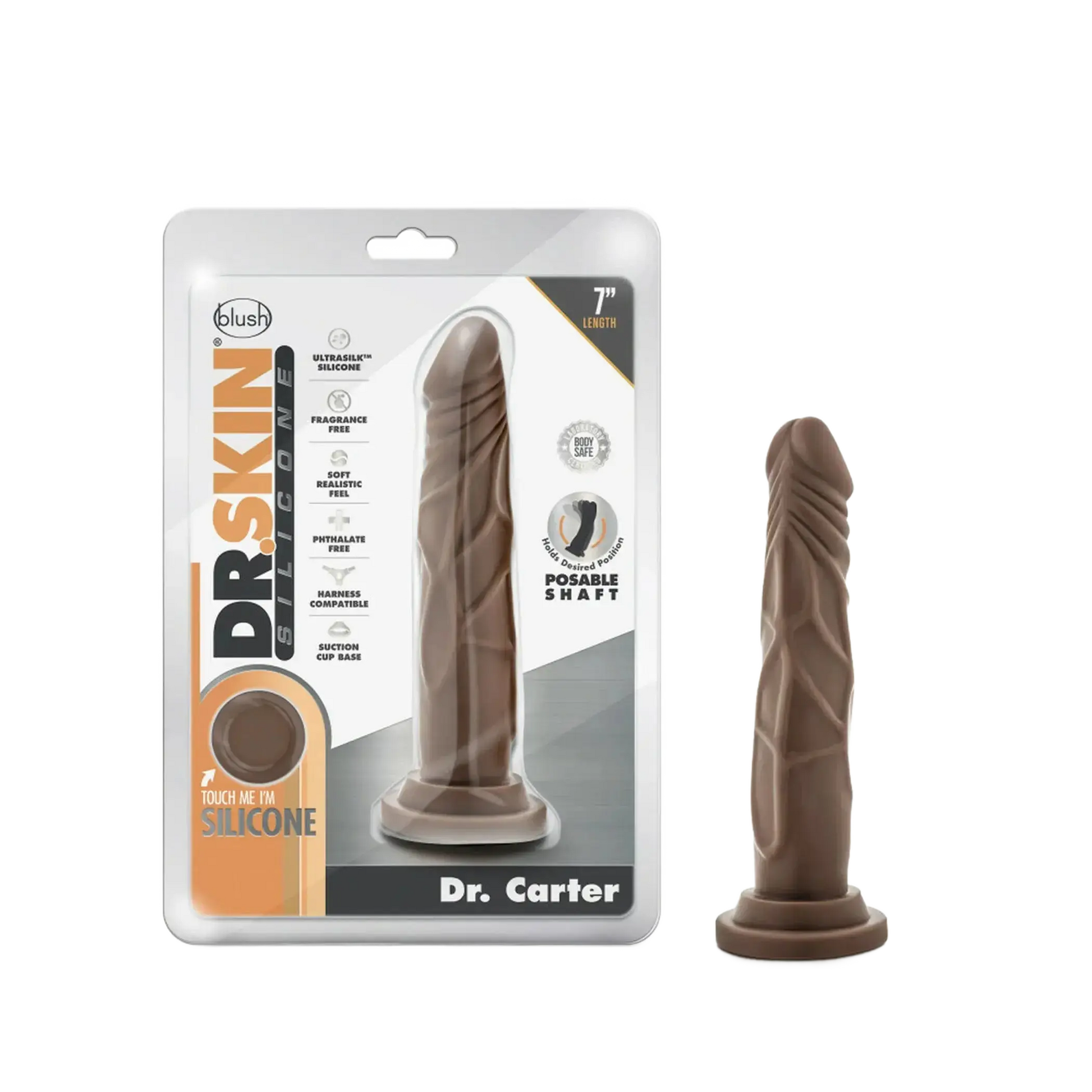 DR SKIN SILICONE DR CARTER 7 IN CHOCOLATE Blush Novelties