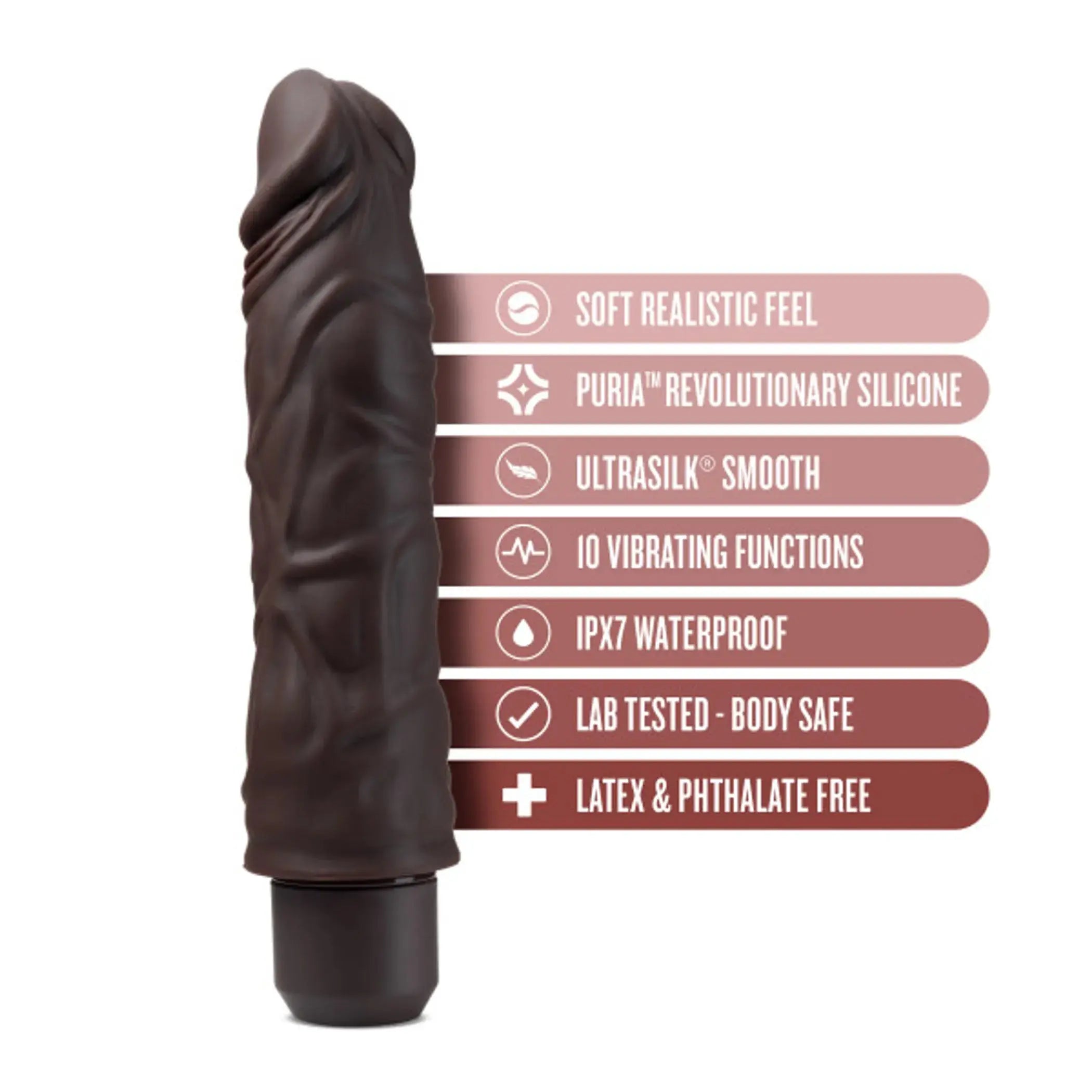 Dr. Skin Silicone Dr. David 8-Inch Vibrating Dildo Brown Blush Novelties