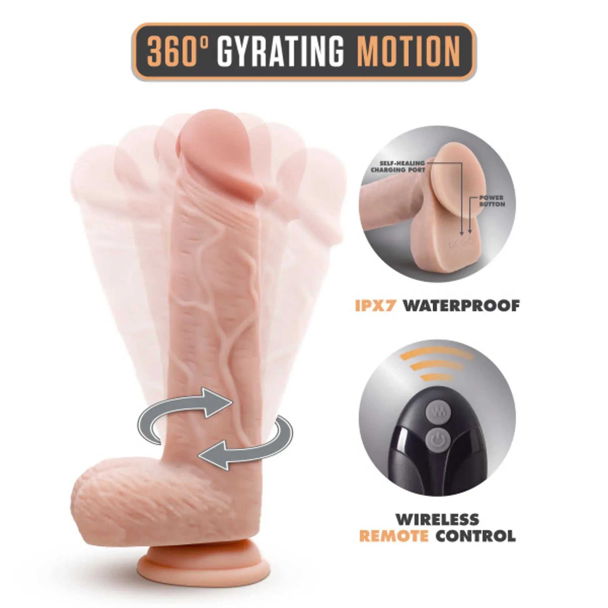Dr. Skin Silicone Dr. Ethan 8.5-Inch Gyrating Dildo Beige Blush Novelties