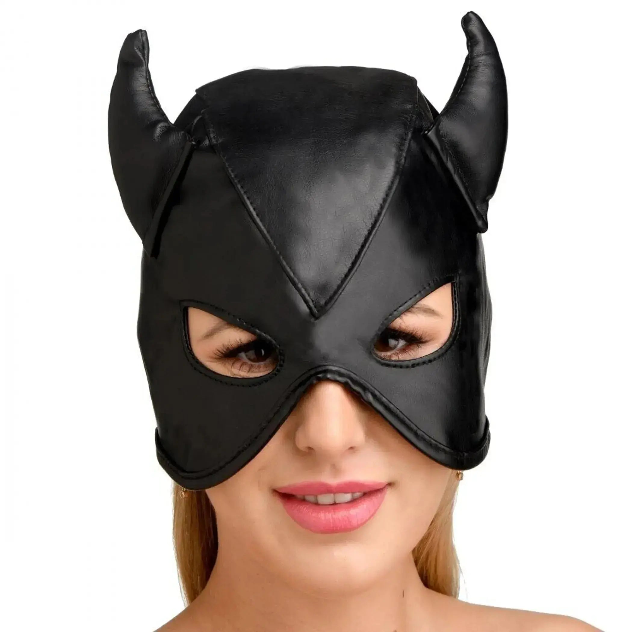 Dungeon Demon Bondage Hood with Horns XR Brands