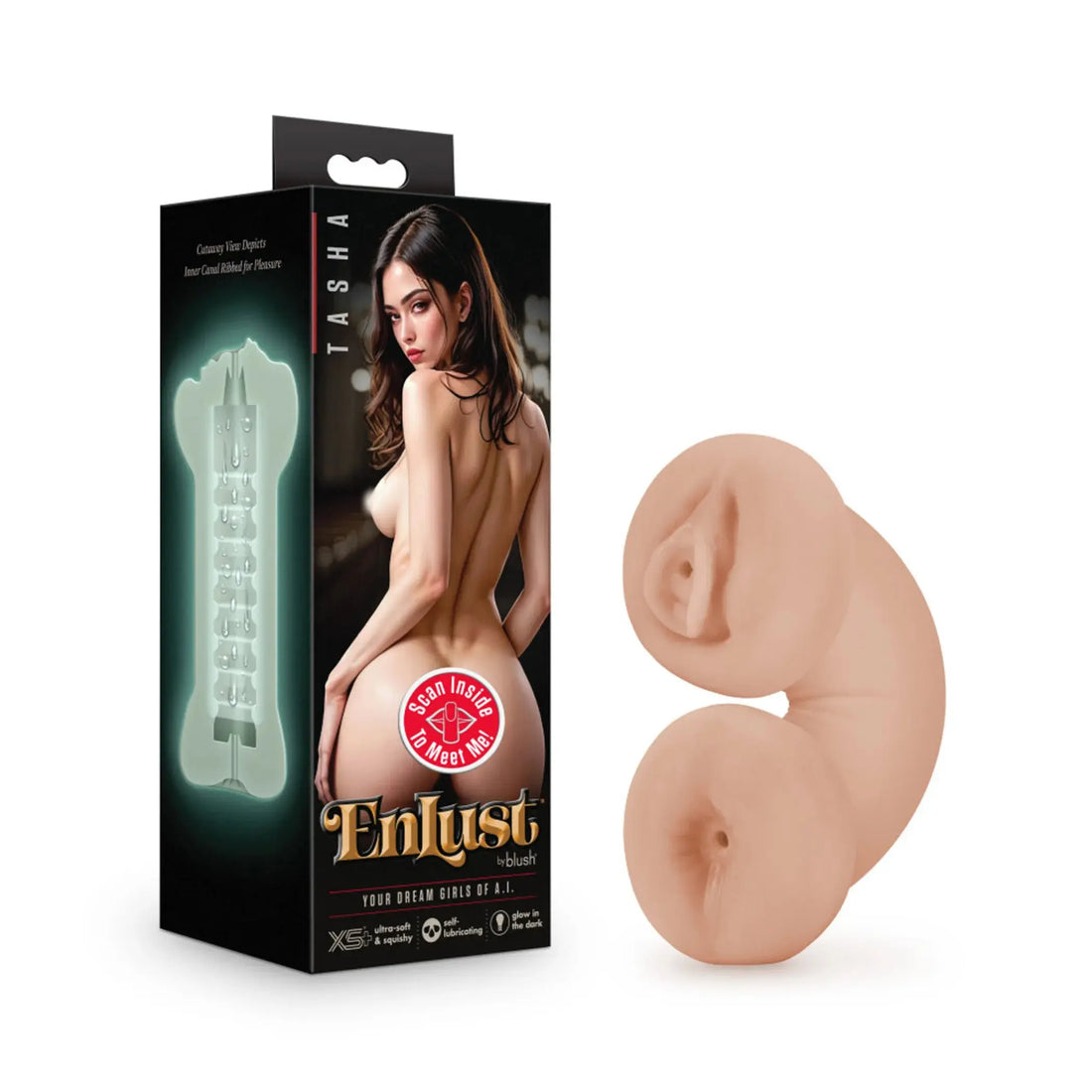 ENLUST TASHA SOFT & WET GLOW IN THE DARK STROKER BEIGE Blush Novelties