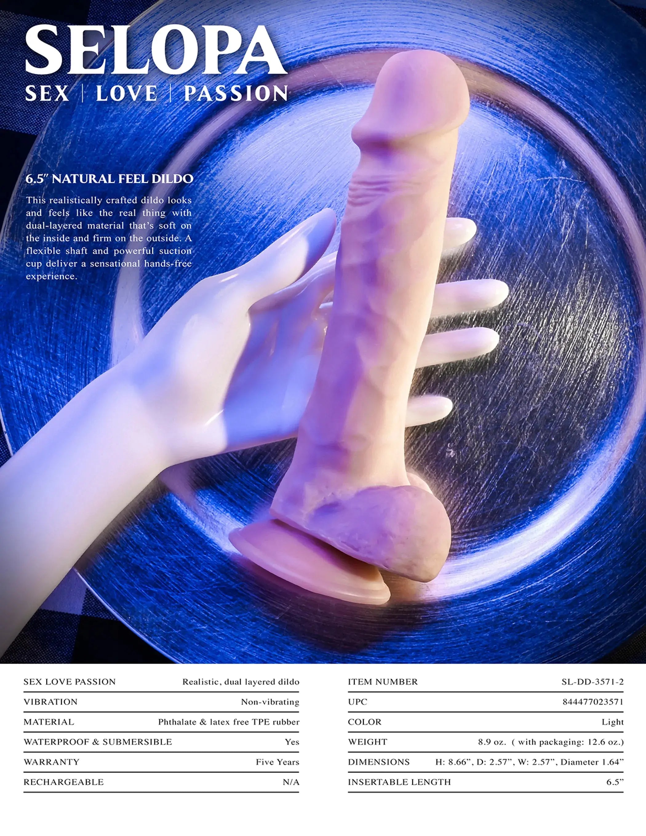 EVOLVED 6.5 IN NATURAL FEEL DILDO LIGHT Evolved Novelties