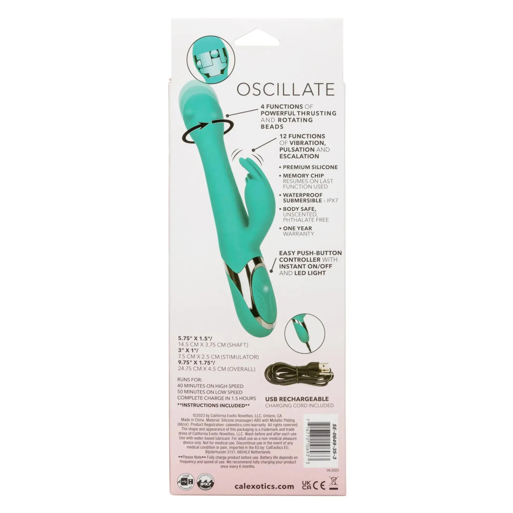 Enchanted Oscillate Rabbit Vibrator California Exotic Novelties