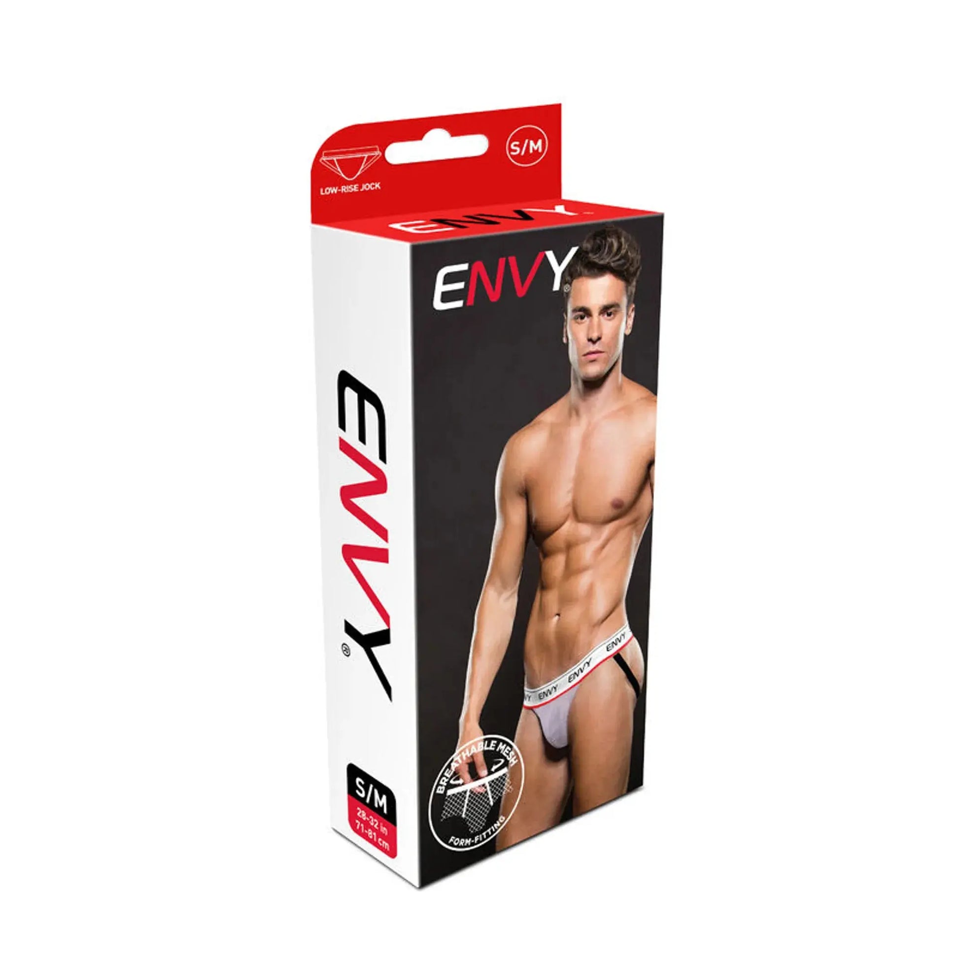 Envy Logo Elastic Lowrise Mesh Jock White X-Gen Products