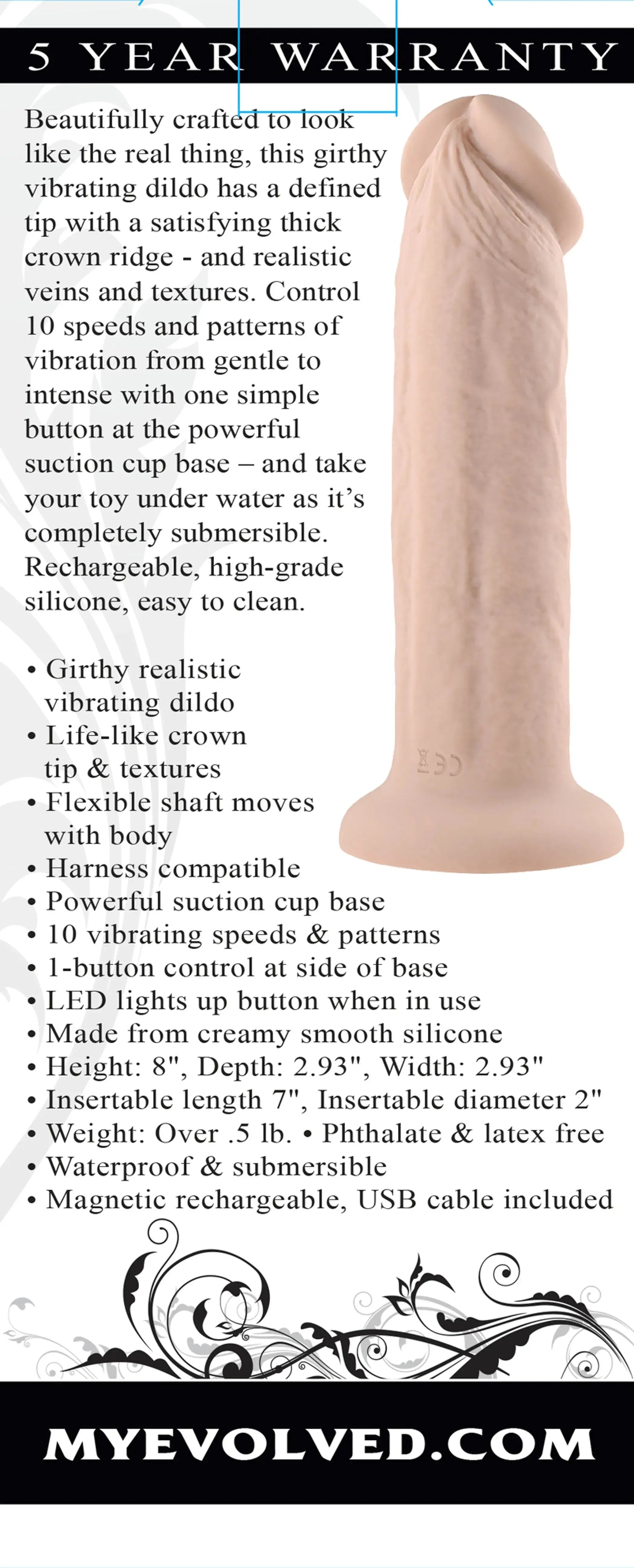 Evolved 7-Inch Girthy Vibrating Dong Light Evolved Novelties