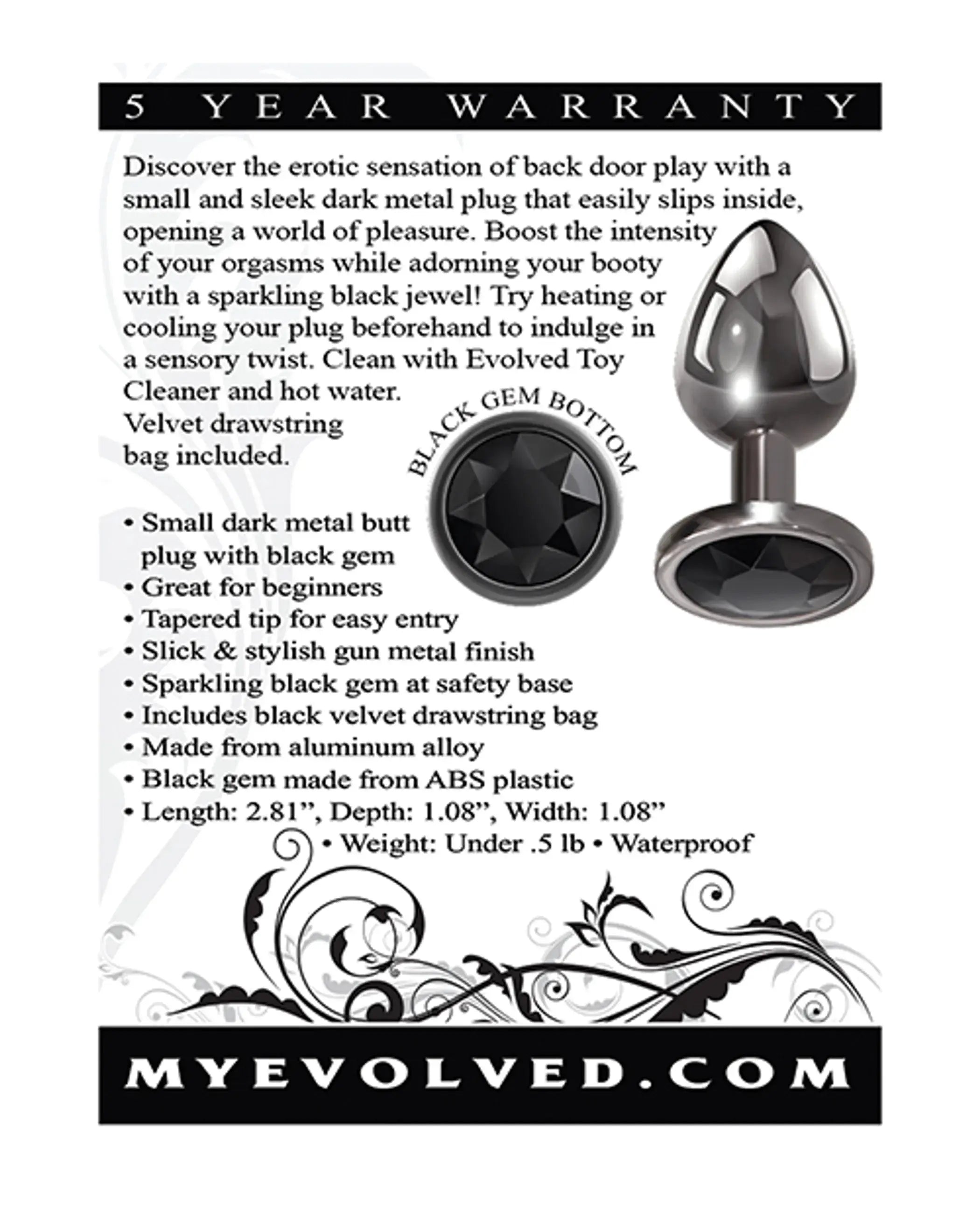 Evolved Gem Small Black Anal Plug Evolved Novelties