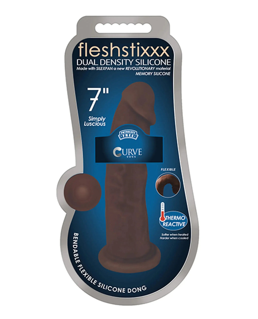 FLESHSTIXXX 6IN SILICONE DILDO NO BALLS CHOCOLATE CURVE NOVELTIES