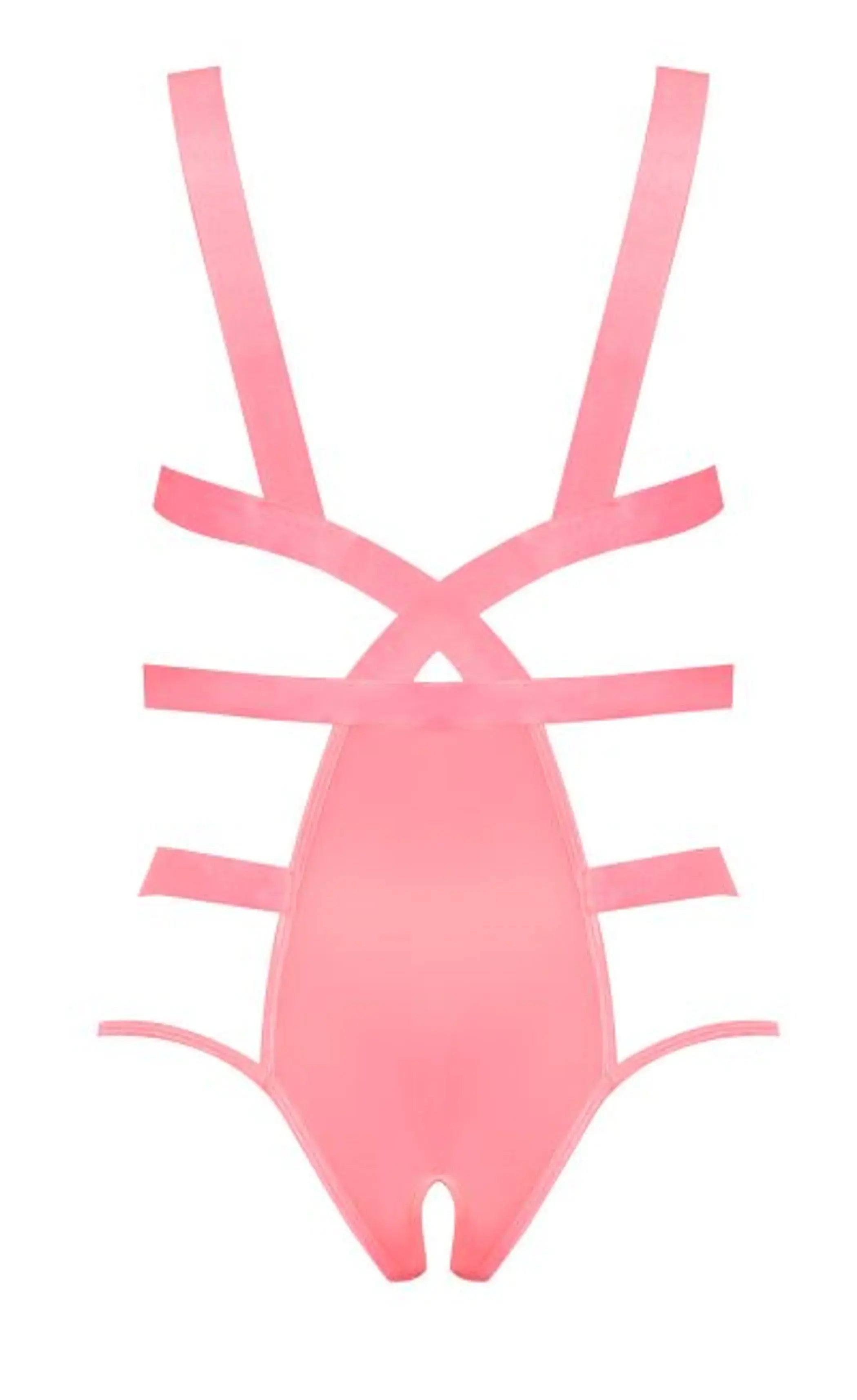 FOREVER MESH CUPLESS STRAP TEDDY CORAL Magic Silk Lingerie