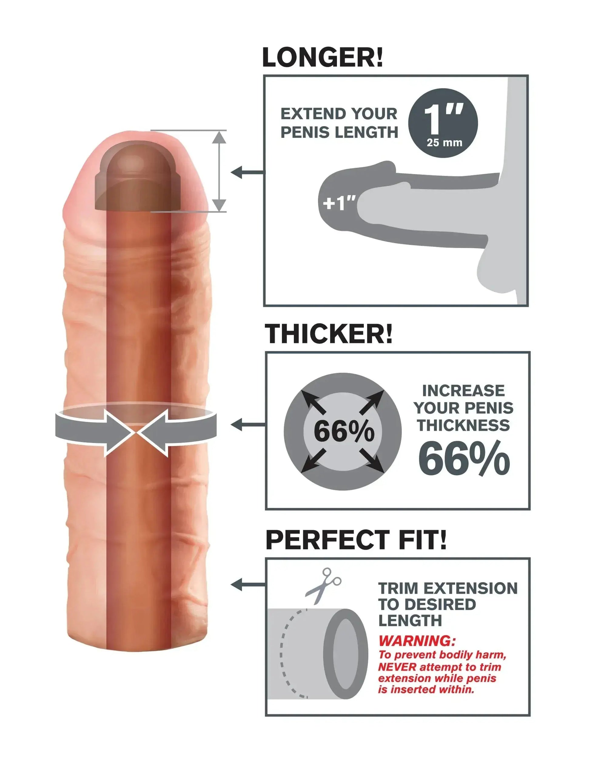 Fantasy Mega Extension 1" – Flesh Pipedream Products