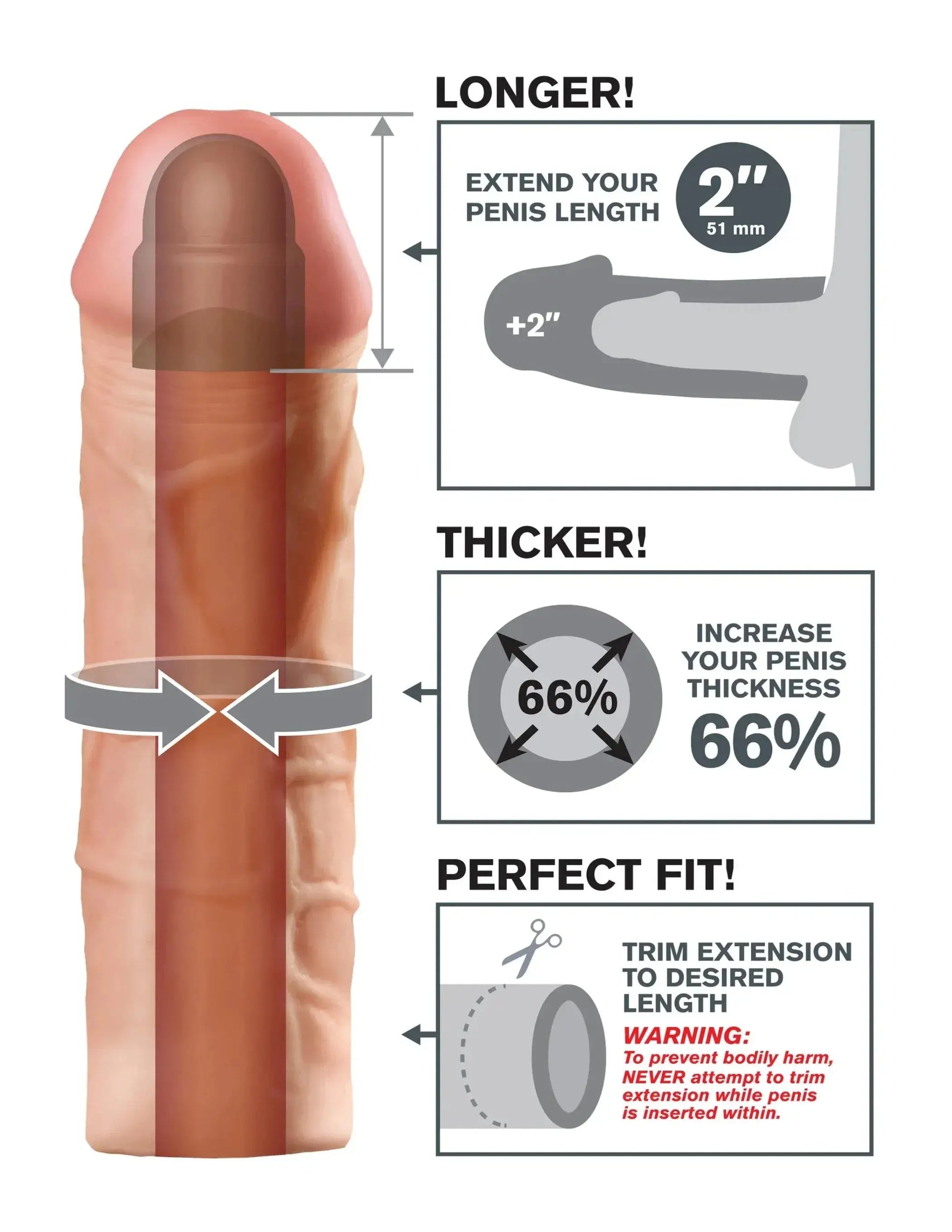 Fantasy X-Tensions Mega Extension 2" – Flesh Pipedream Products