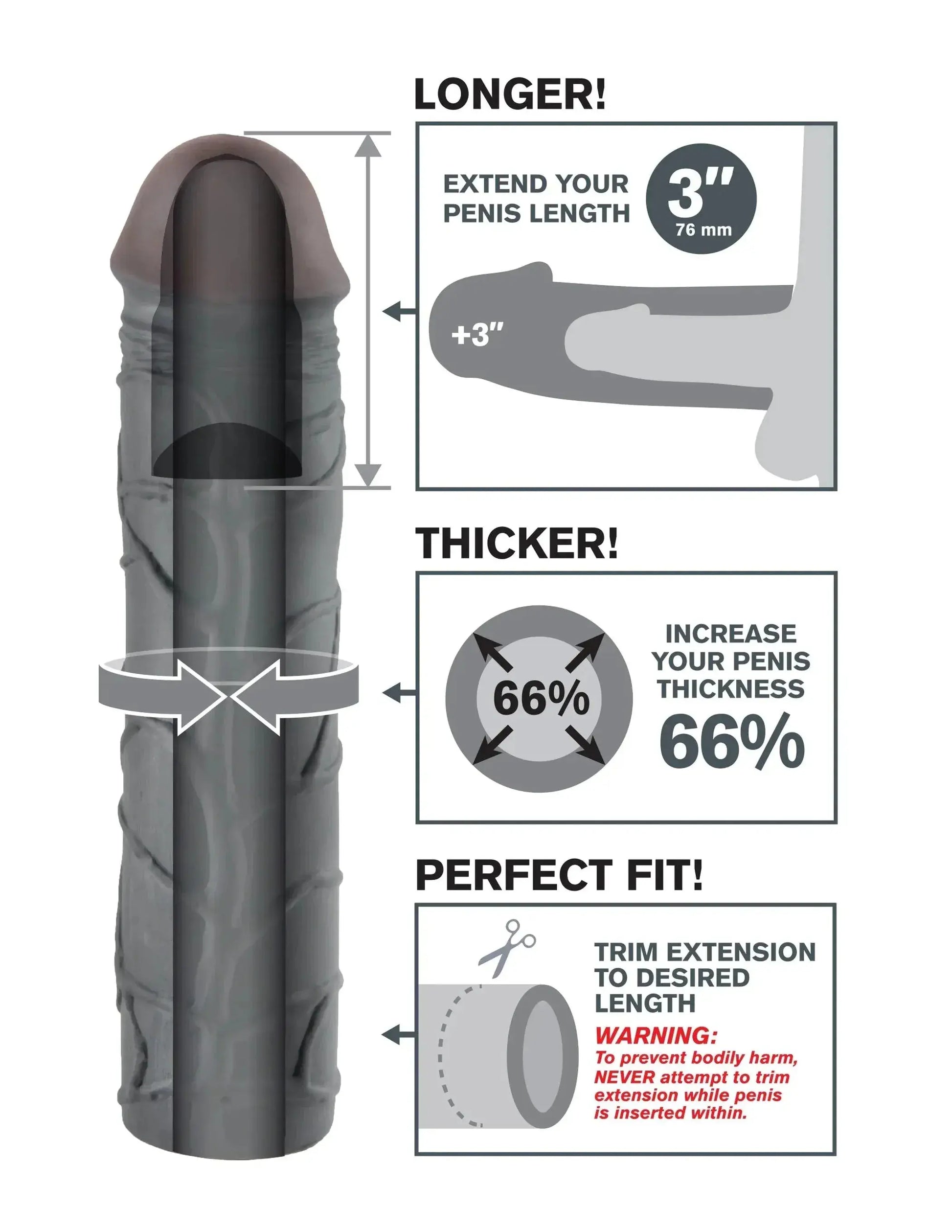 Fantasy X-Tensions Mega Extension 3in Black Pipedream Products
