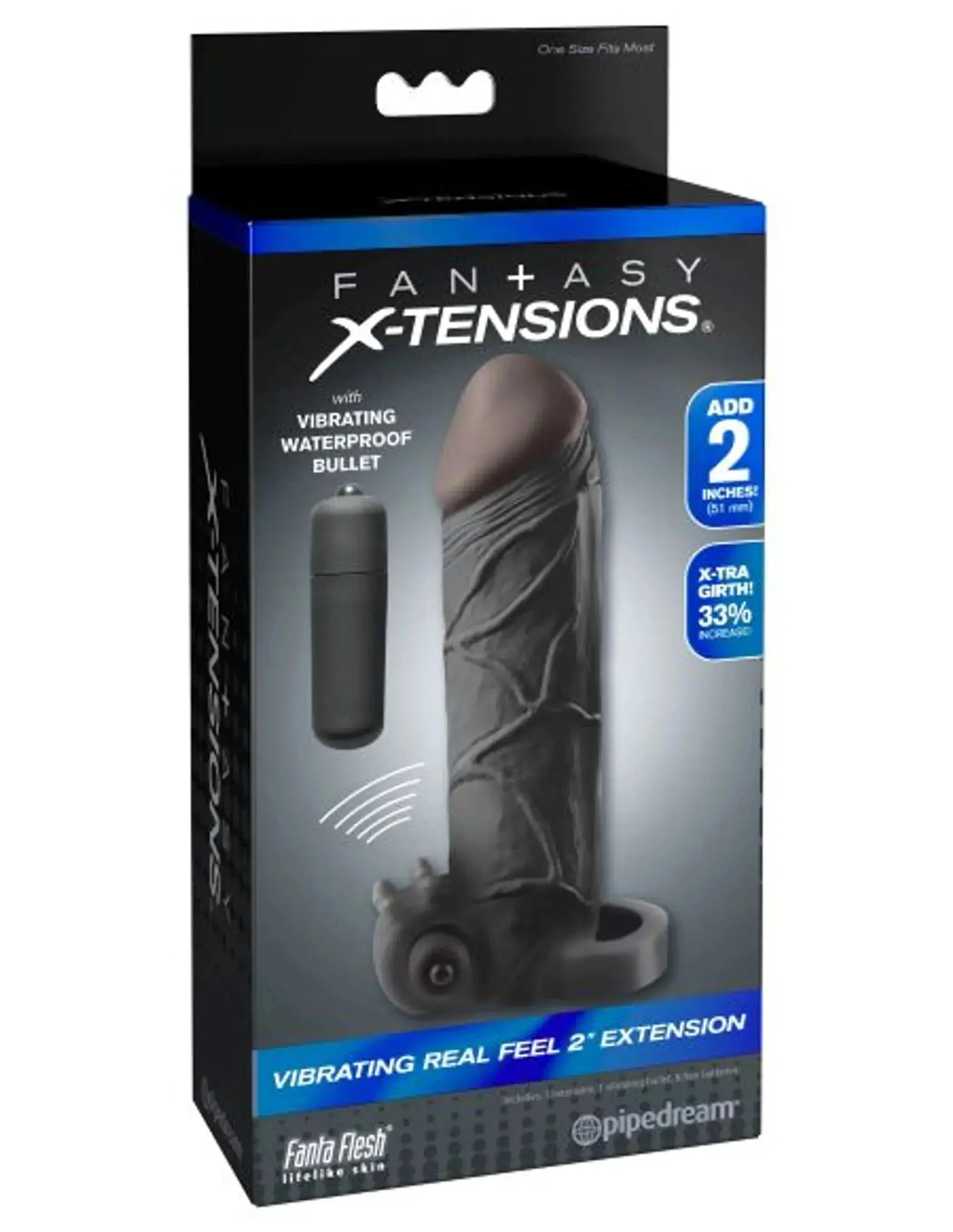 Fantasy X-Tensions Vibrating Real Feel Extension - Black Pipedream Products