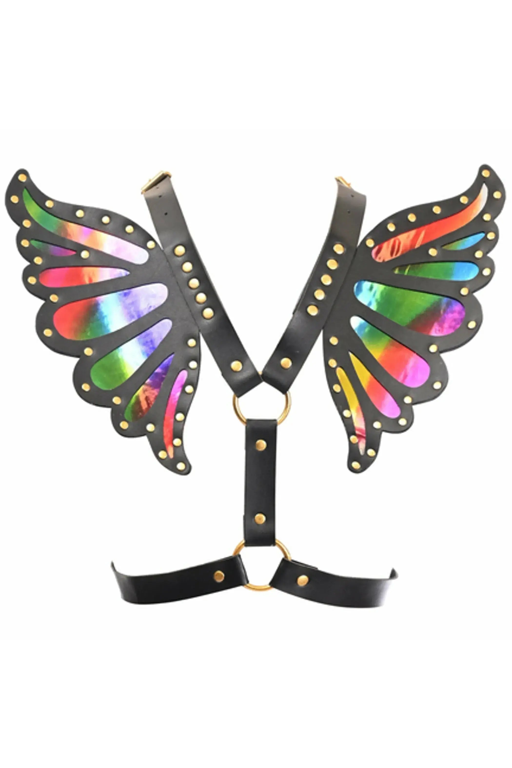 Faux Leather Rainbow Holo Butterfly Wing Harness Daisy Corsets