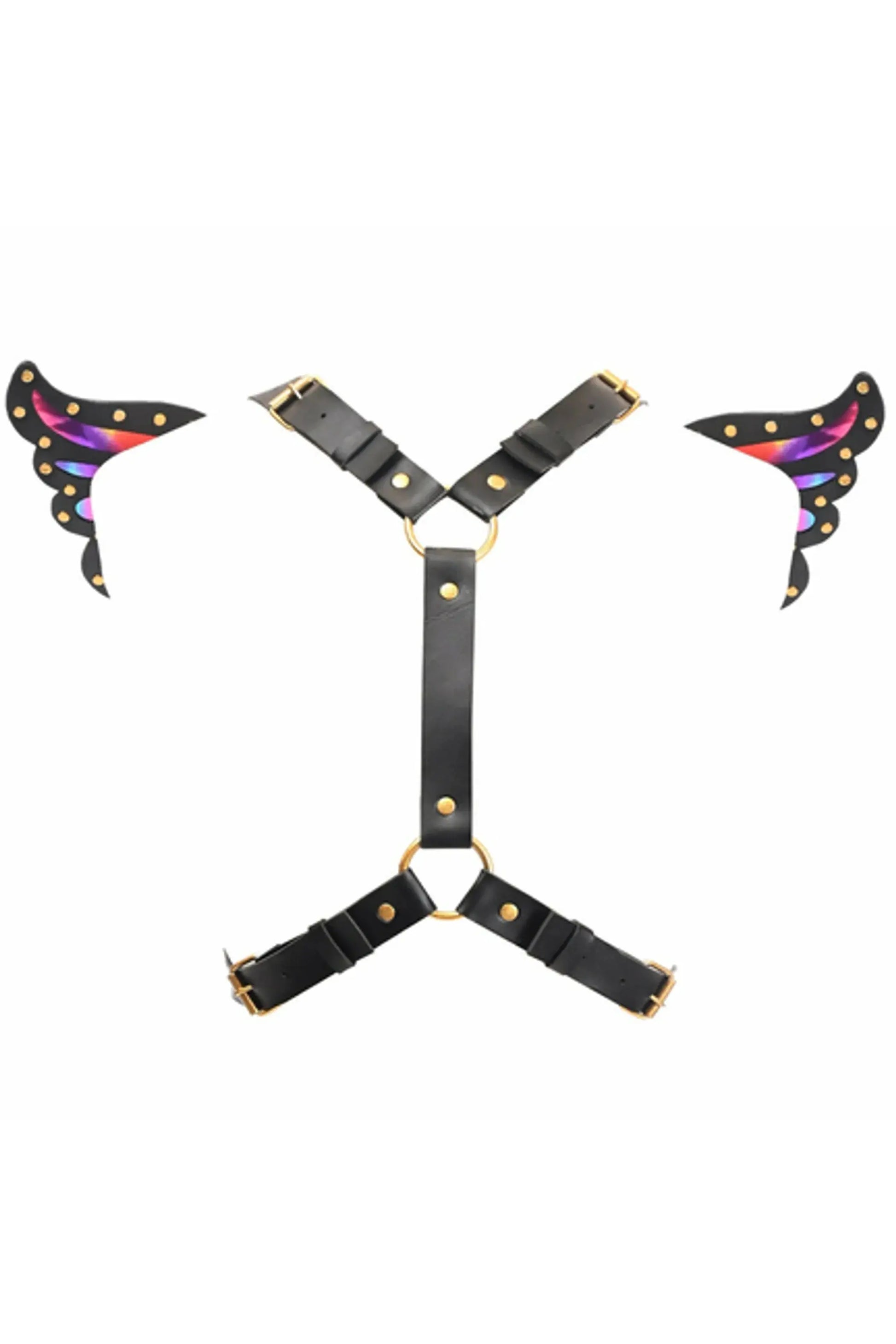 Faux Leather Rainbow Holo Butterfly Wing Harness Daisy Corsets