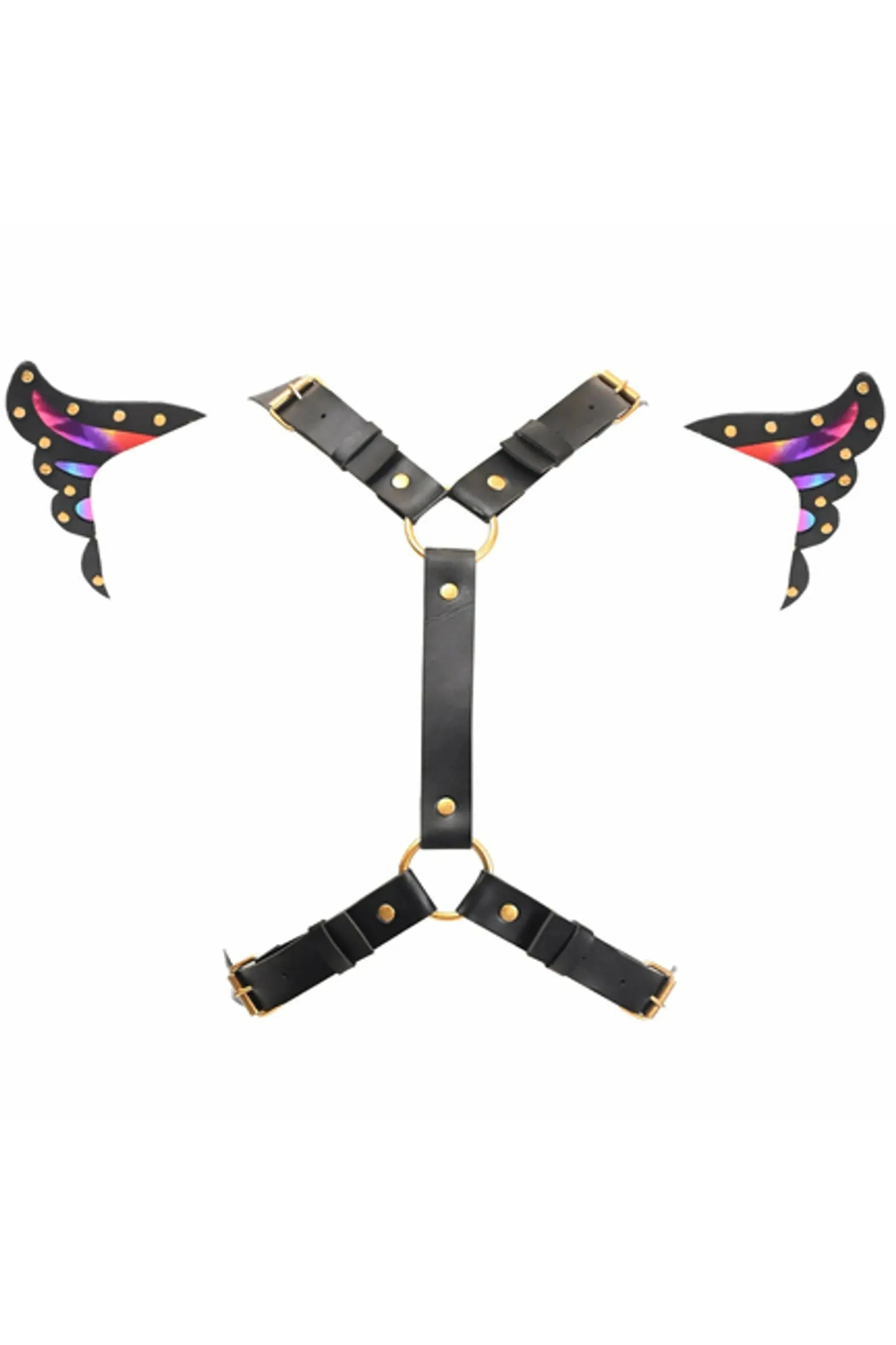 Faux Leather Rainbow Holo Butterfly Wing Harness Daisy Corsets