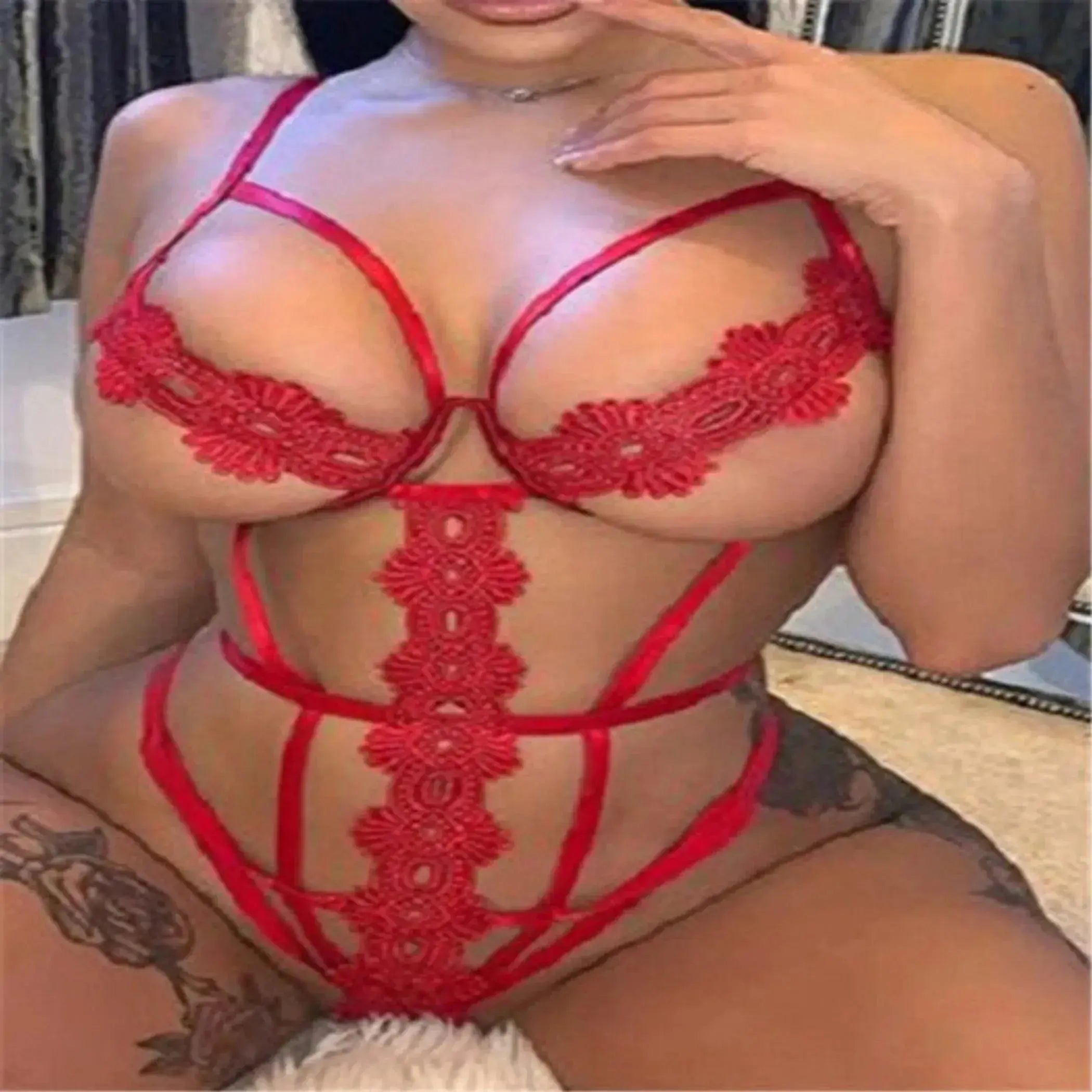 Flower Lace Teddy Bodysuit La Belle Fantastique