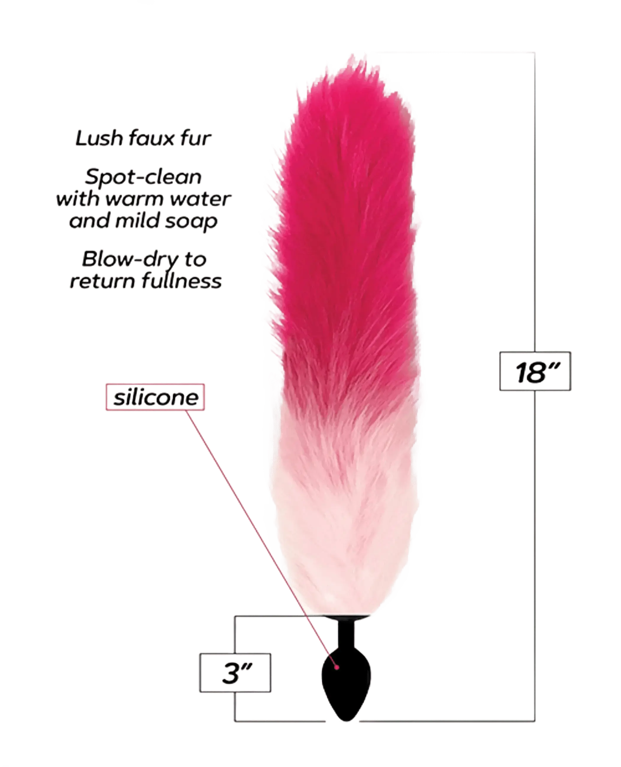 FOXY TAIL SILICONE BUTT PLUG PINK Icon Brands