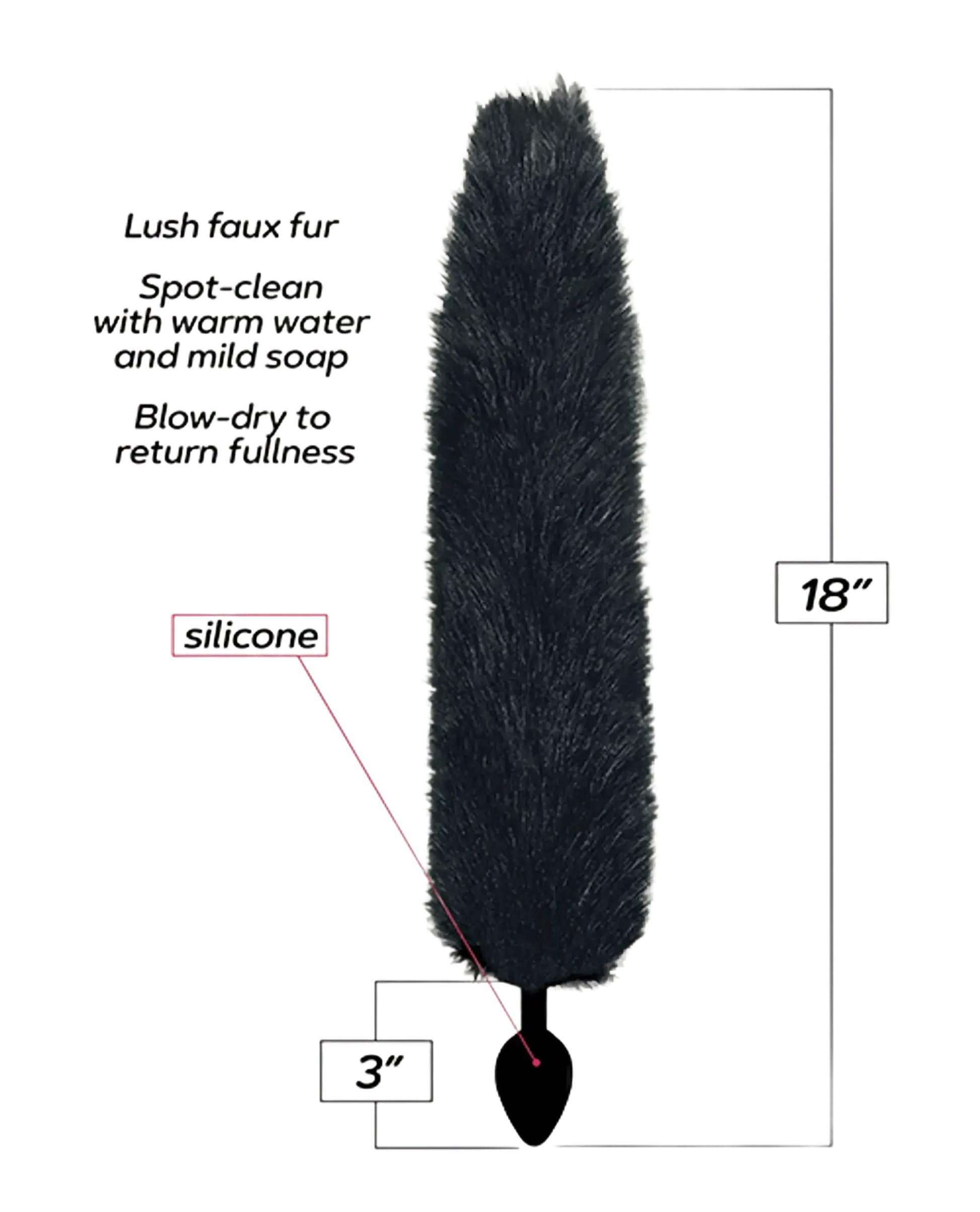 FOXY TAIL SILICONE BUTT PLUG BLACK Icon Brands