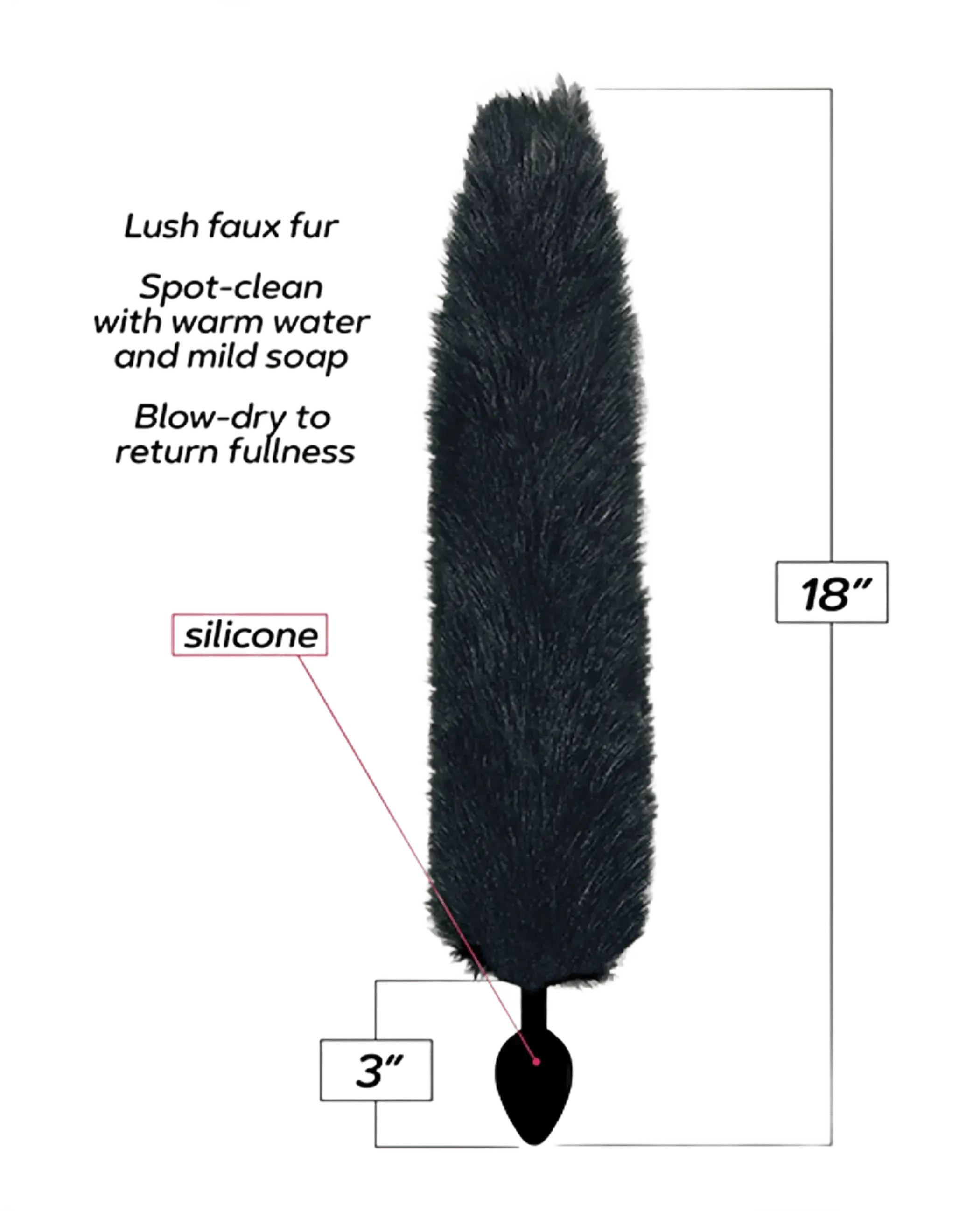 FOXY TAIL SILICONE BUTT PLUG BLACK Icon Brands
