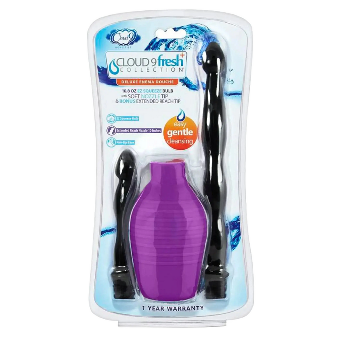 CLOUD 9 FRESH + DELUXE ANAL ENEMA DOUCHE KIT 10.8 OZ EZ SQUEEZE BULB W/ SOFT NOZZLE Cloud 9 Novelties