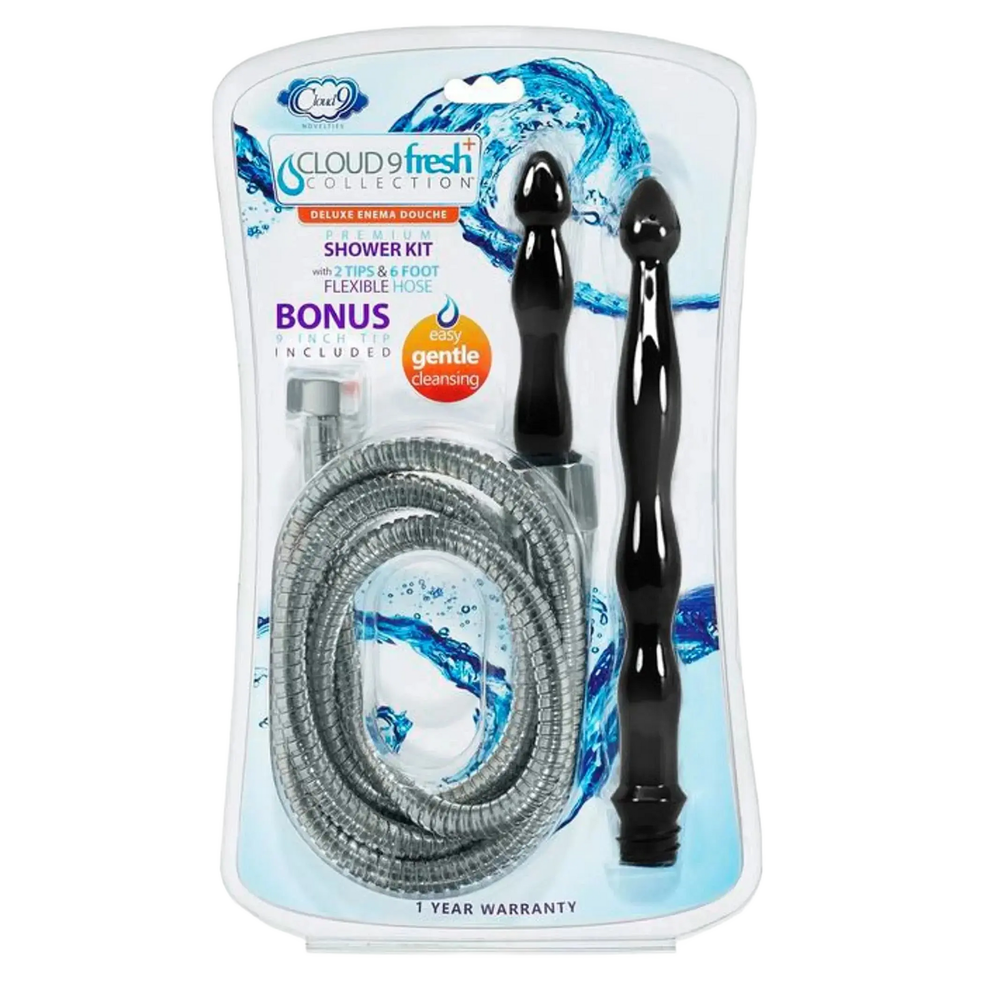 CLOUD 9 FRESH + DELUXE ANAL ENEMA PREMIUM SHOWER KIT W/ 2 TIPS & 6 FT STAINLESS STEEL Cloud 9 Novelties