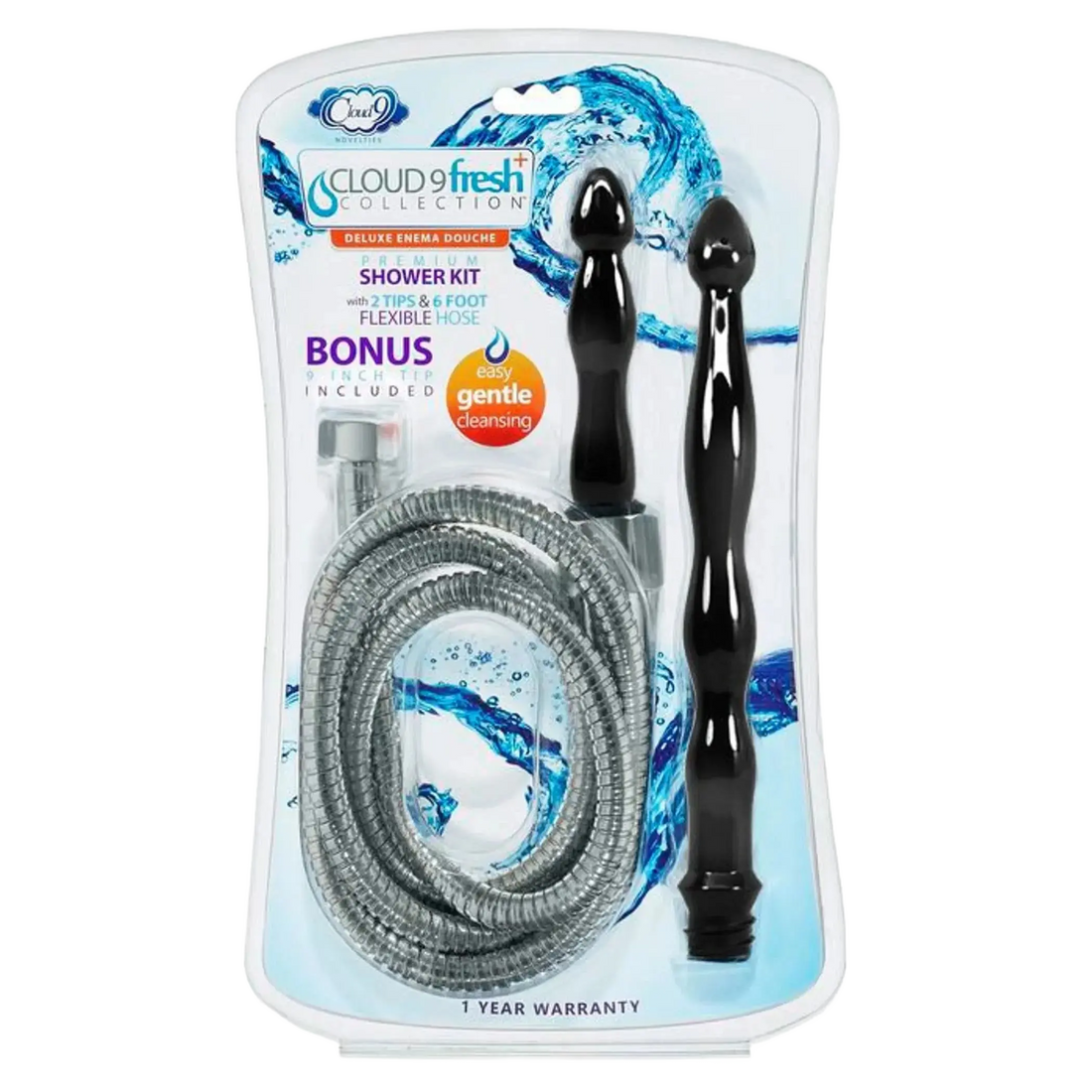 CLOUD 9 FRESH + DELUXE ANAL ENEMA PREMIUM SHOWER KIT W/ 2 TIPS & 6 FT STAINLESS STEEL Cloud 9 Novelties