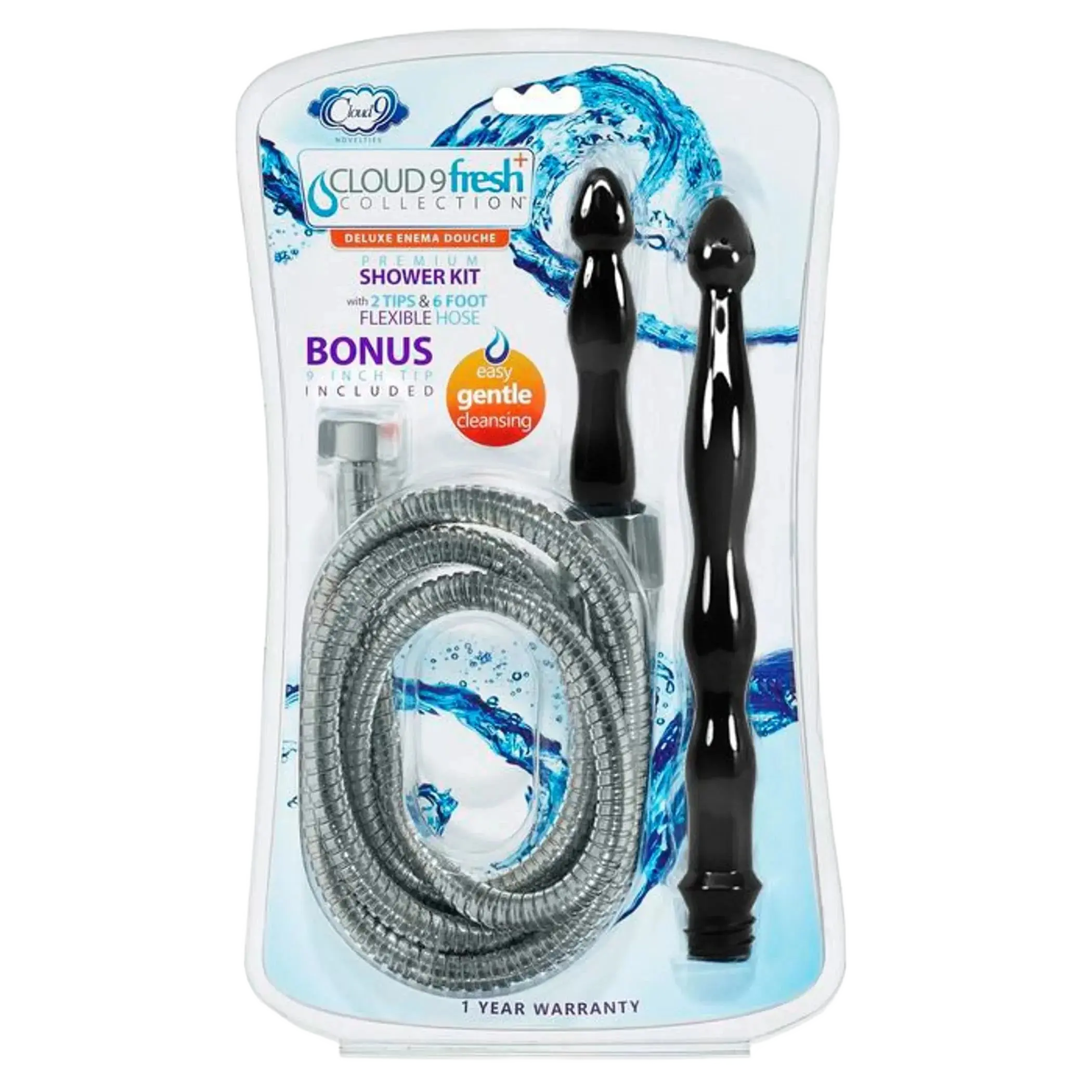 CLOUD 9 FRESH + DELUXE ANAL ENEMA PREMIUM SHOWER KIT W/ 2 TIPS & 6 FT STAINLESS STEEL Cloud 9 Novelties