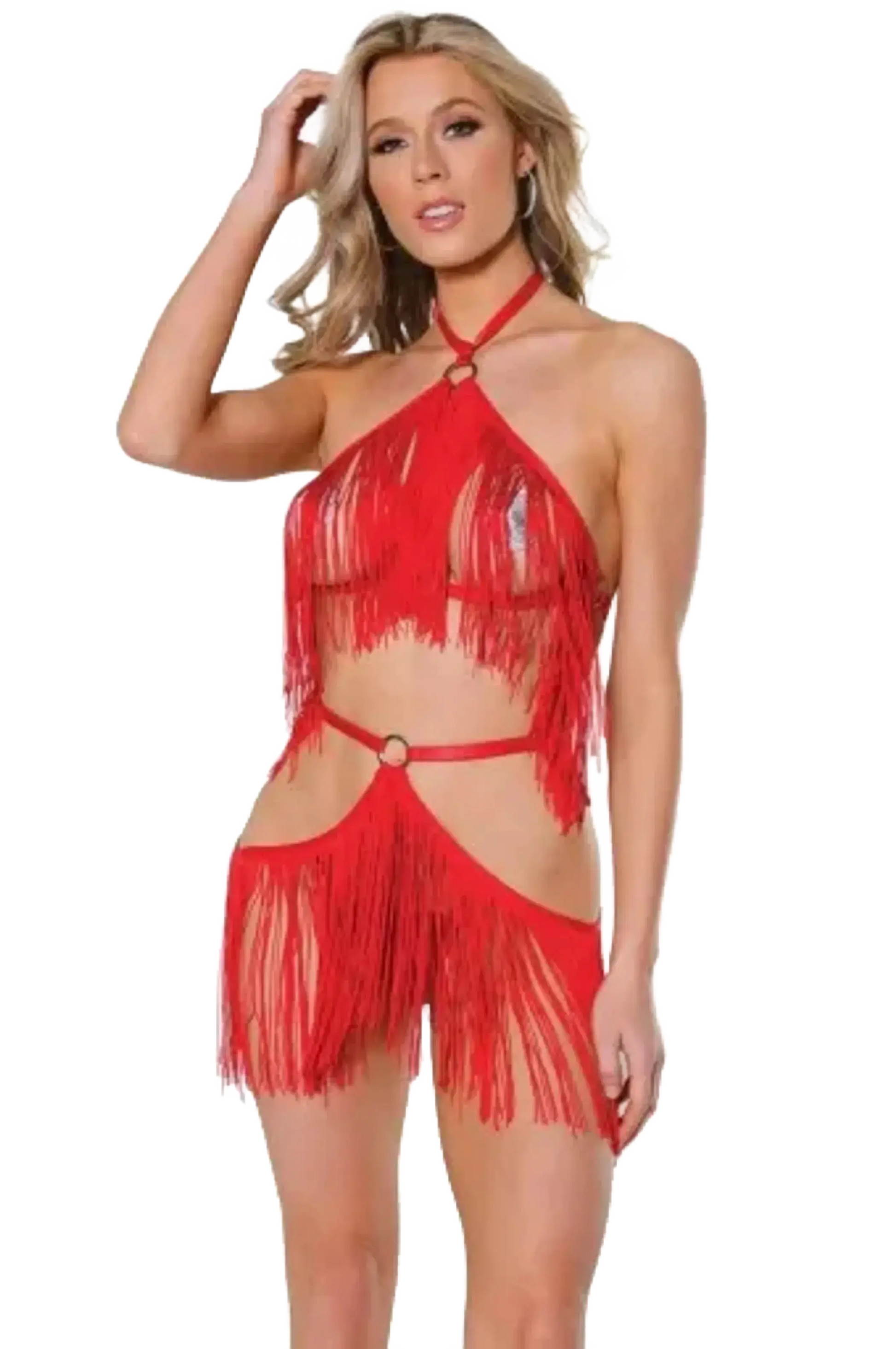 Coquette Fringe Harness and Crotchless Panty Coquette