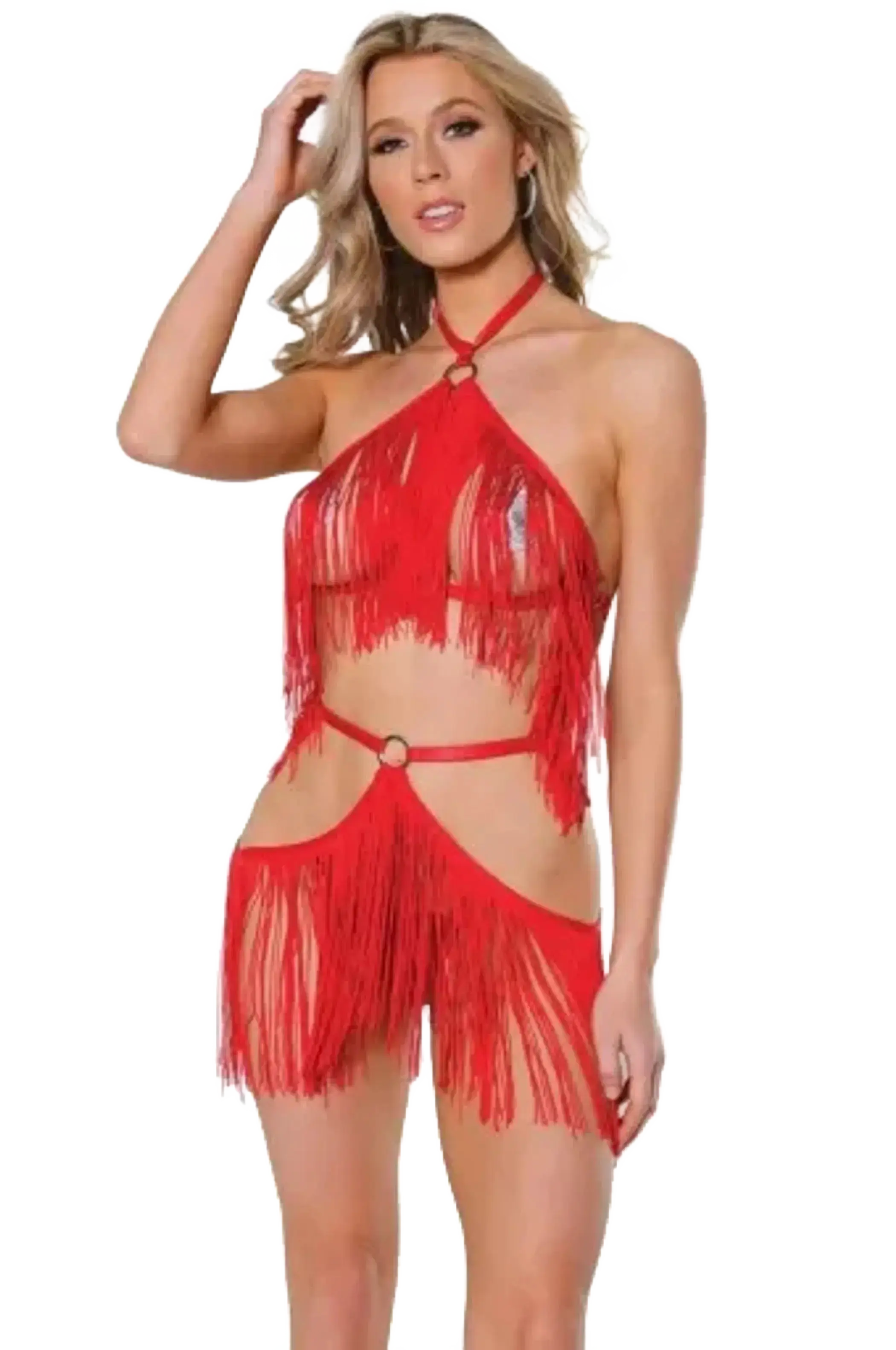 Coquette Fringe Harness and Crotchless Panty Coquette