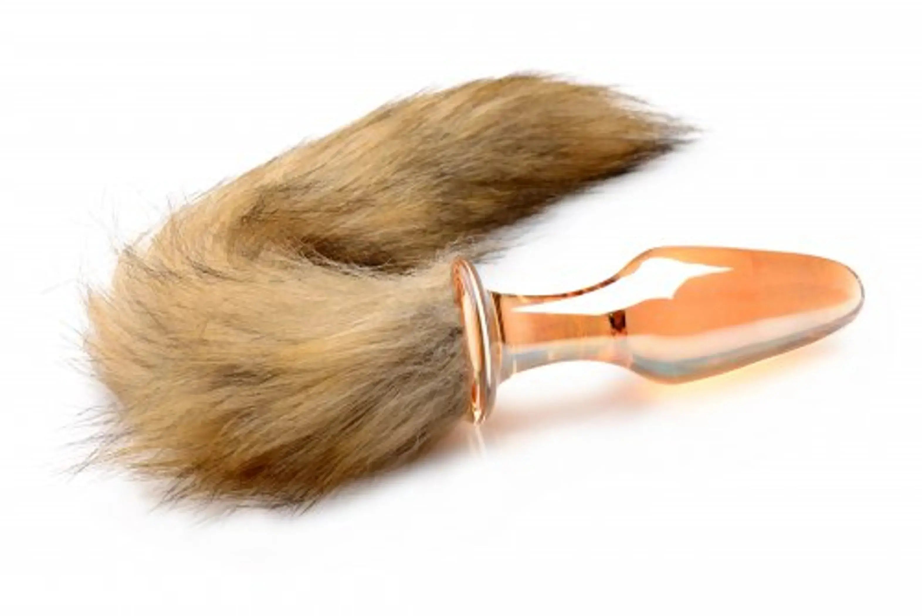 Frisky Orange Glass Butt Plug with Fox Tail XR Brands