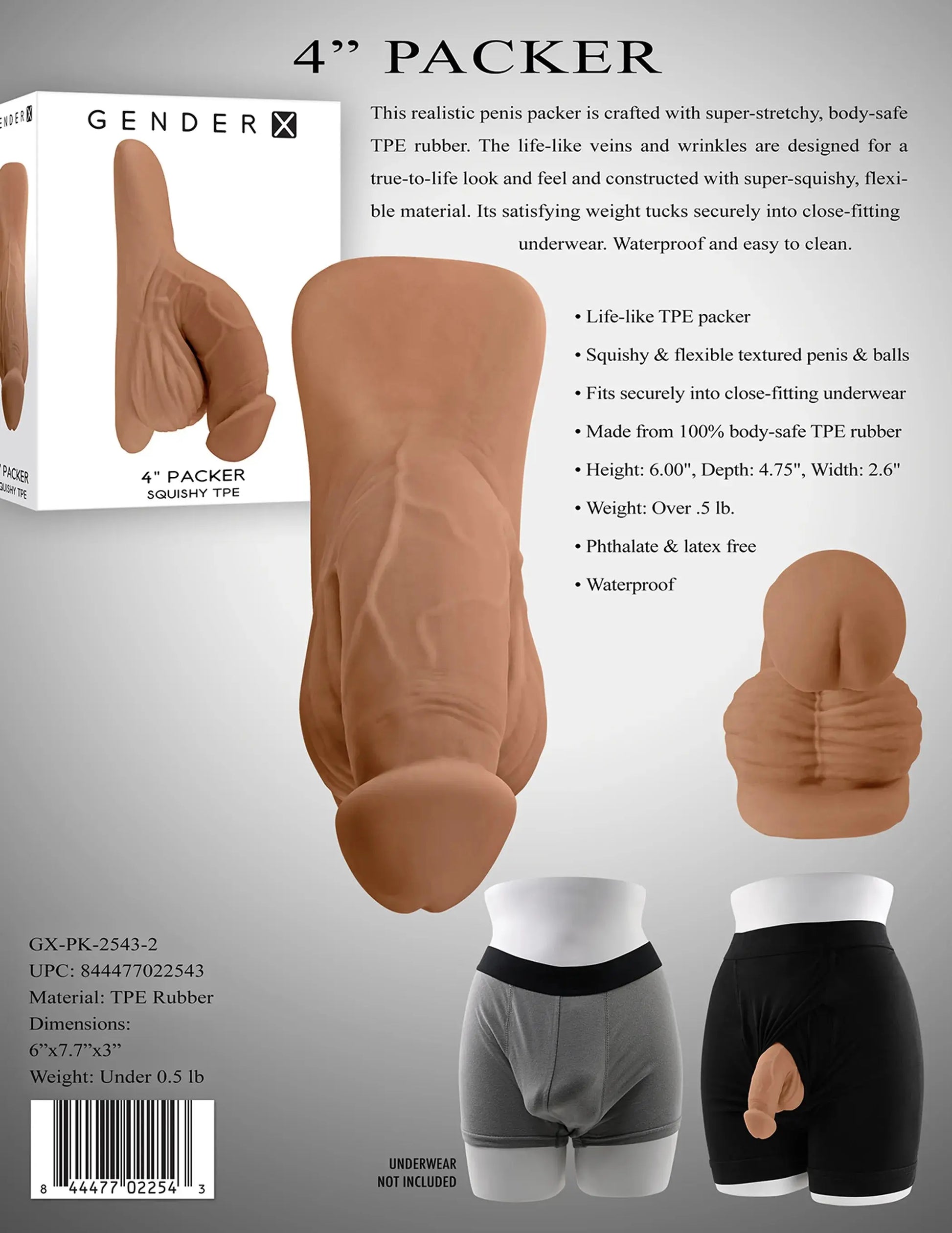GENDER X 4IN PACKER MEDIUM Evolved Novelties