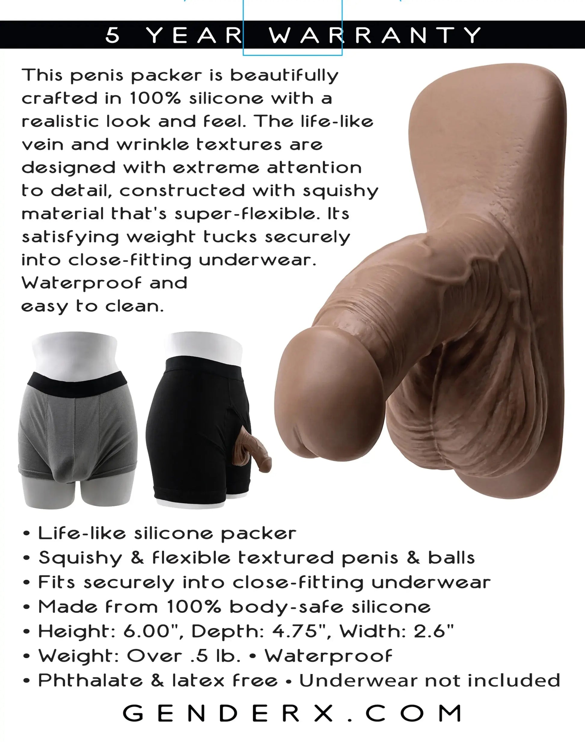 GENDER X 4IN SILICONE PACKER DARK Evolved Novelties