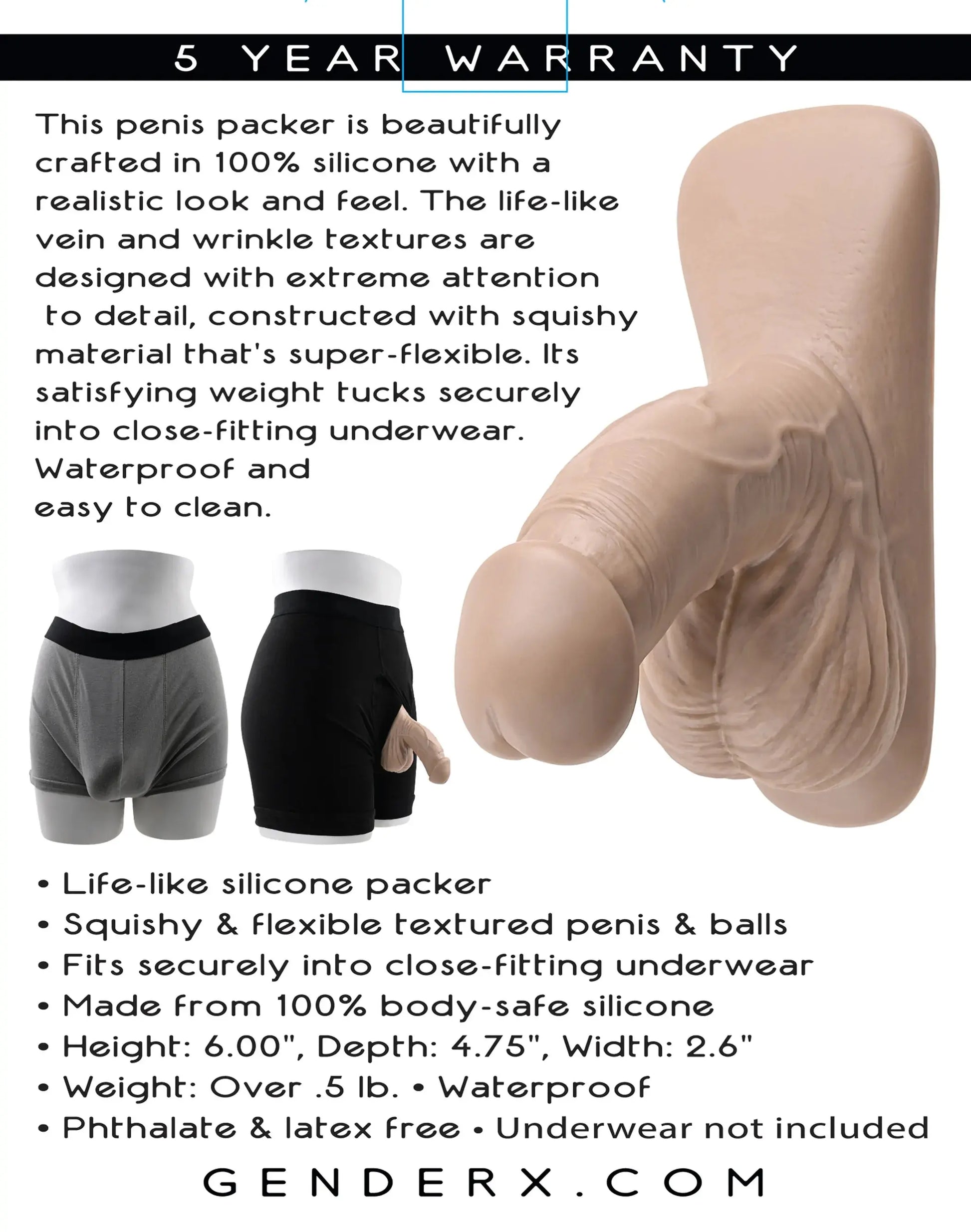 GENDER X 4IN SILICONE PACKER LIGHT Evolved Novelties