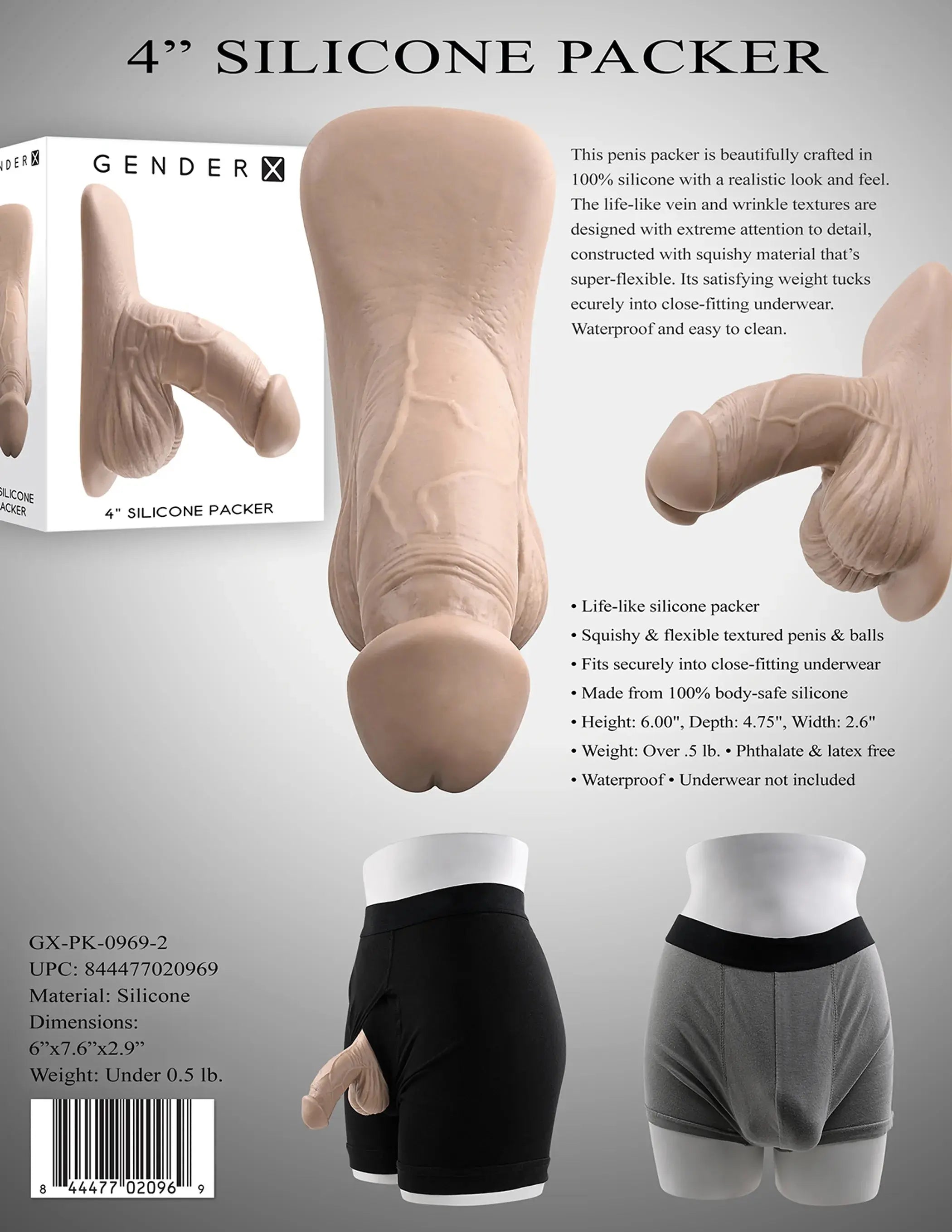 GENDER X 4IN SILICONE PACKER LIGHT Evolved Novelties