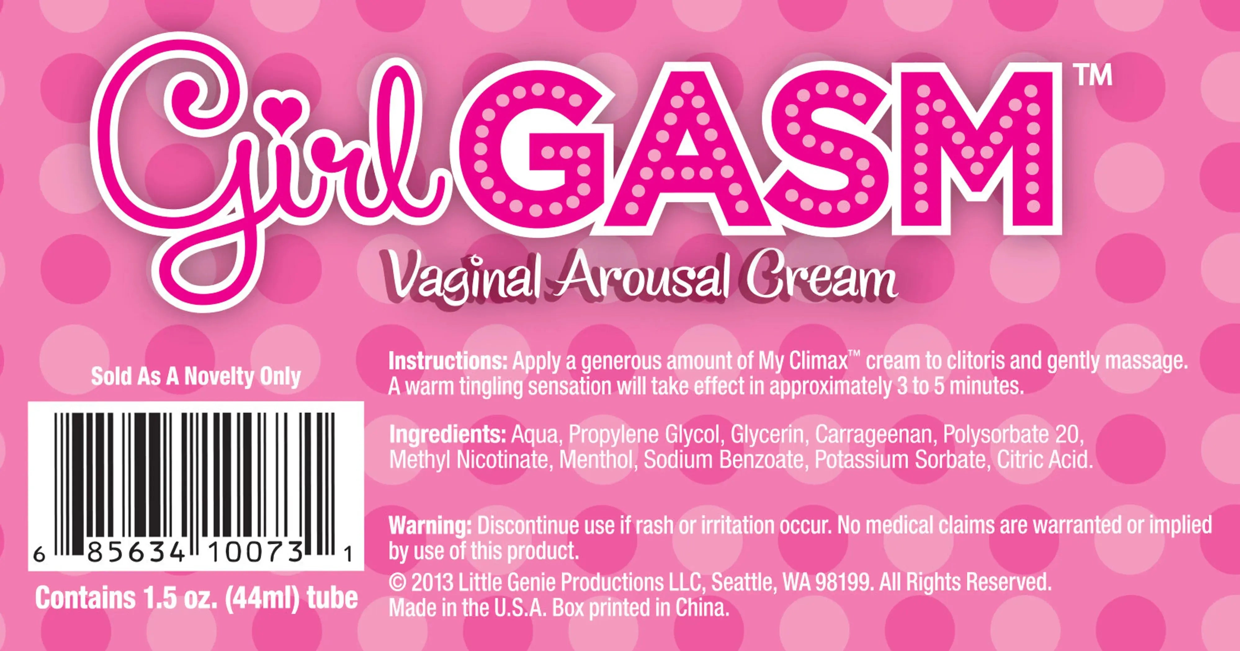 GIRLGASM VAGINAL AROUSAL CREAM Little Genie