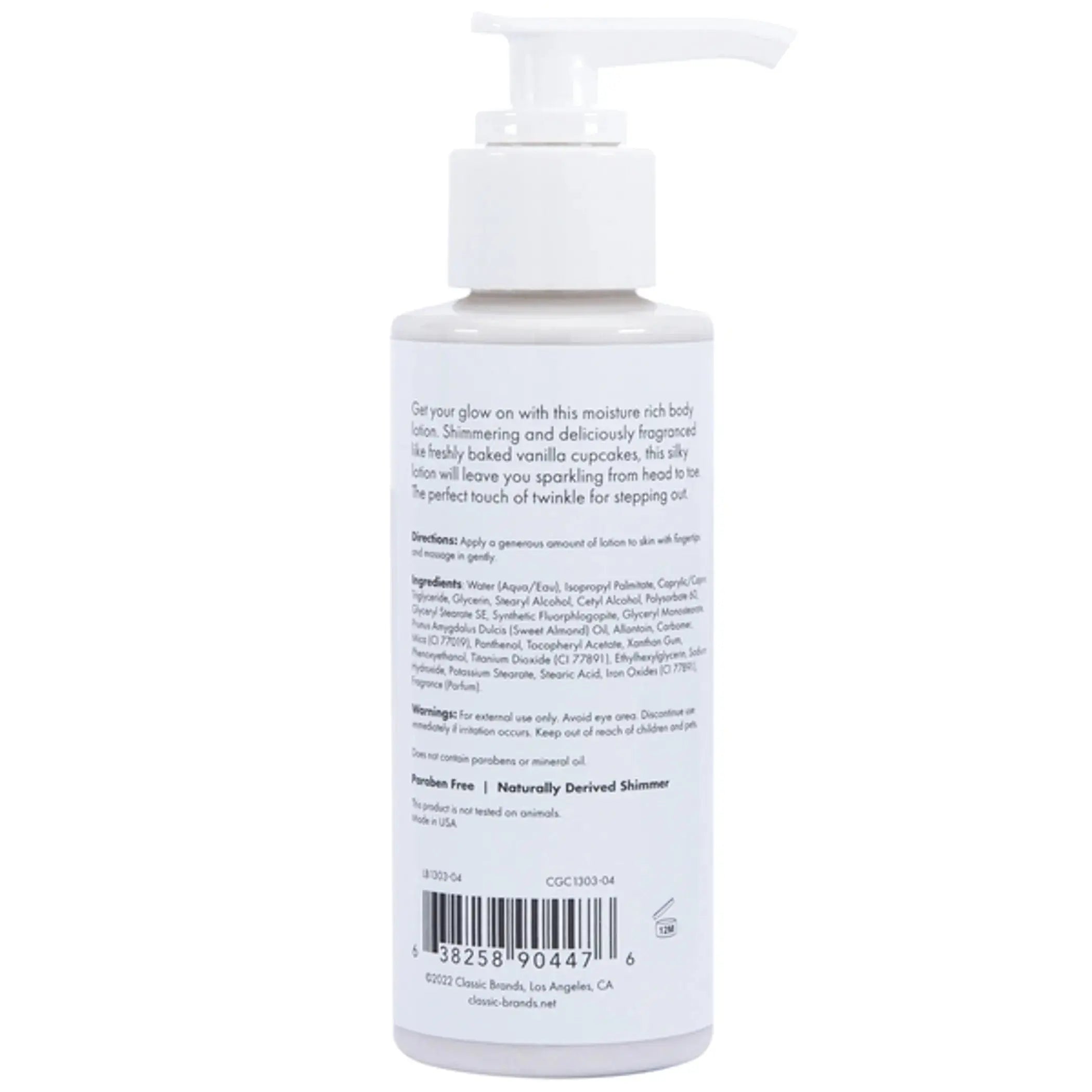 GLOW VANILLA CUPCAKE SHIMMER LOTION SILVER 4 FL OZ Classic Brands