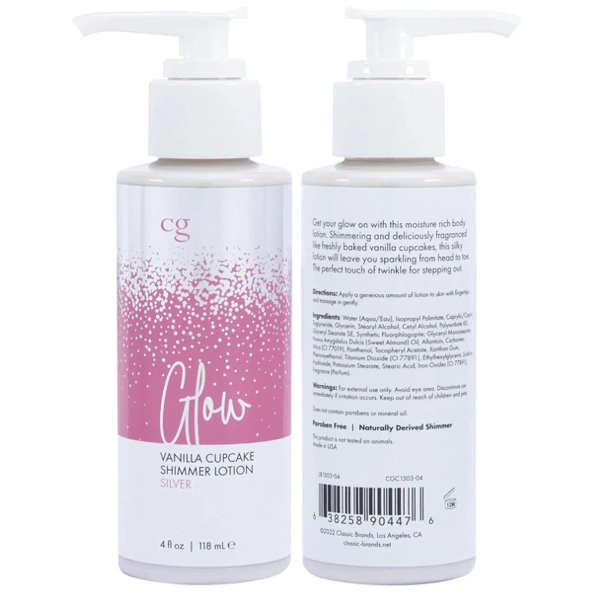 GLOW VANILLA CUPCAKE SHIMMER LOTION SILVER 4 FL OZ Classic Brands