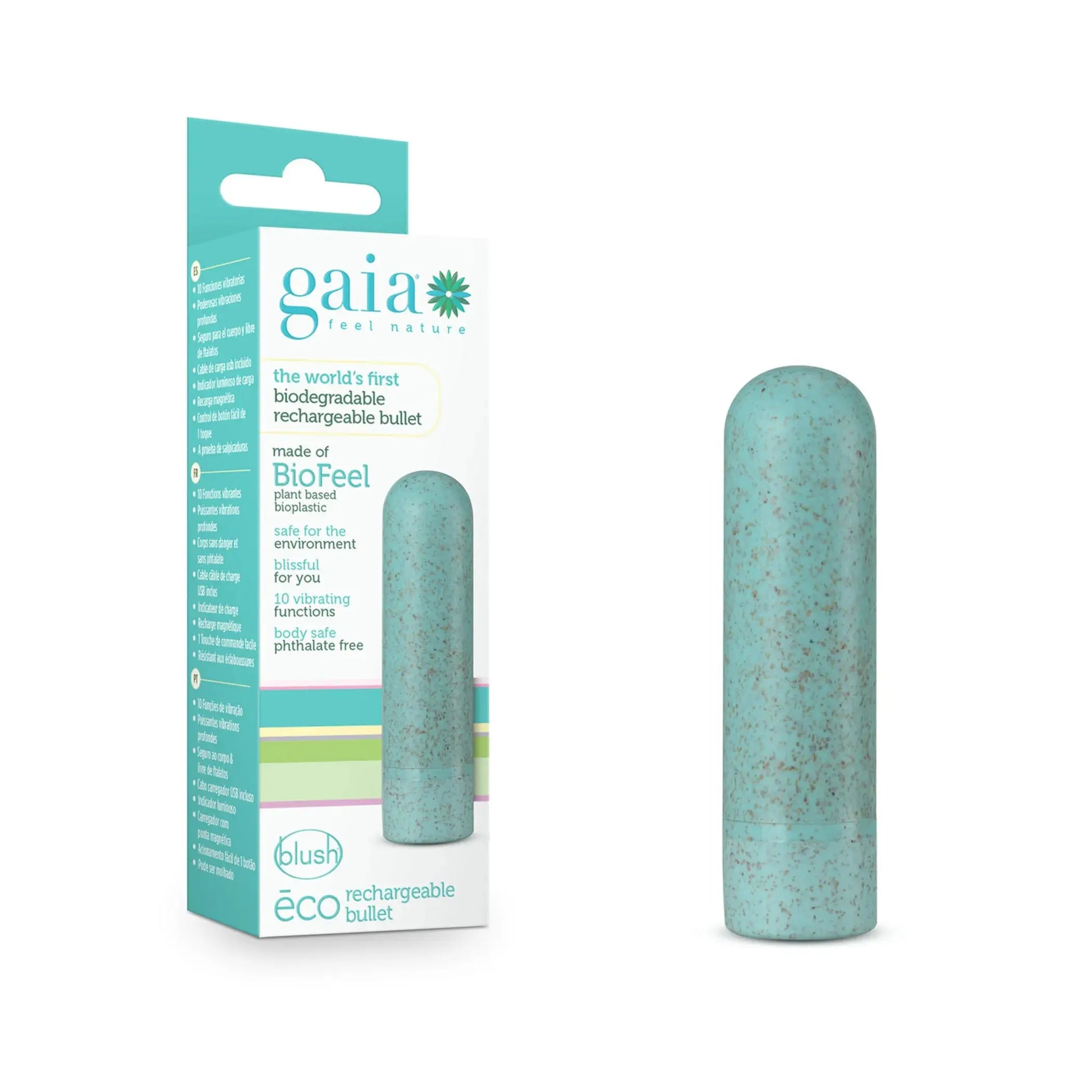 Gaia Eco Rechargeable Bullet Aqua Blush Novelties