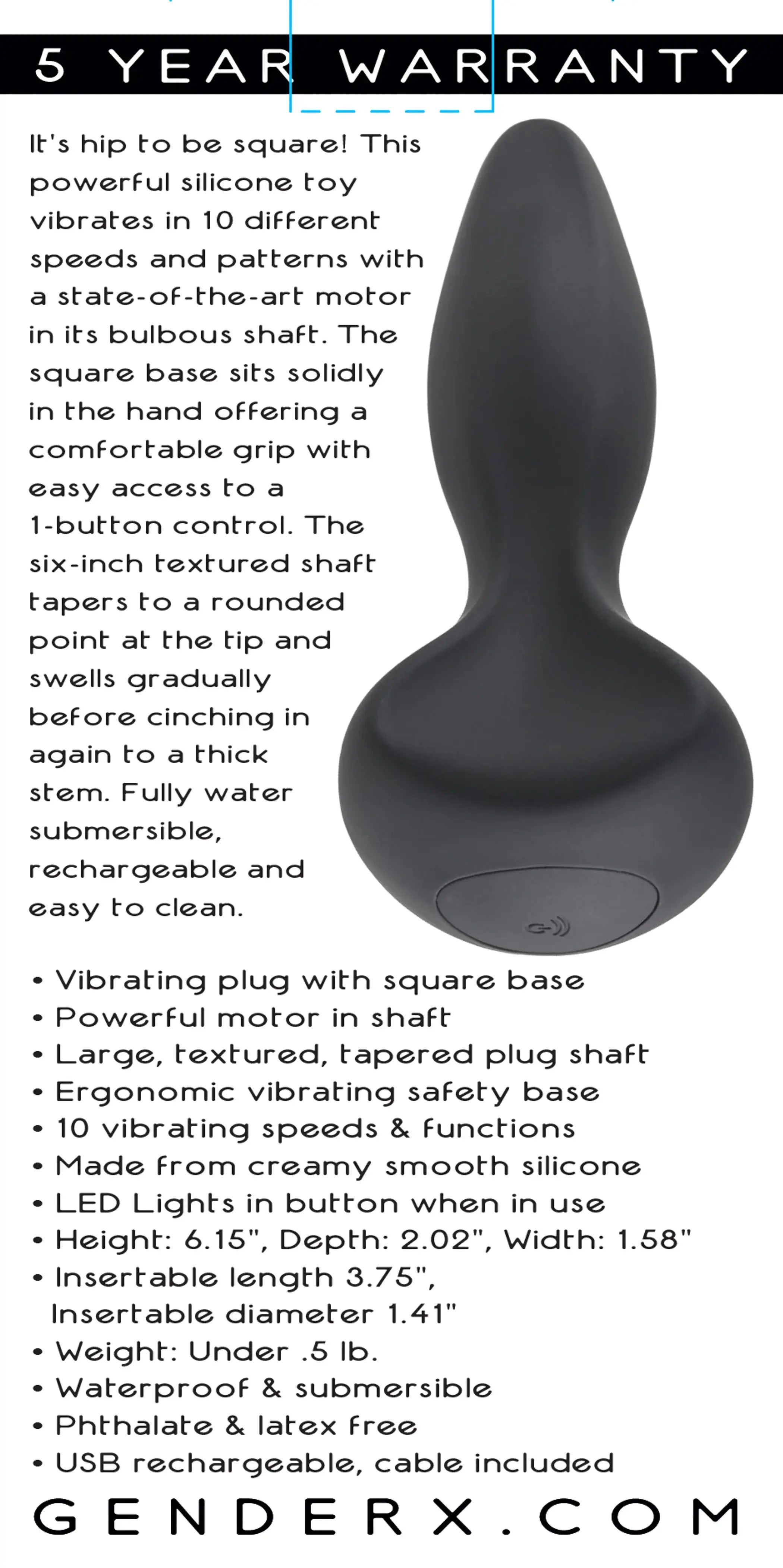 Gender X Hip To Be Square Vibrating Plug Evolved Novelties