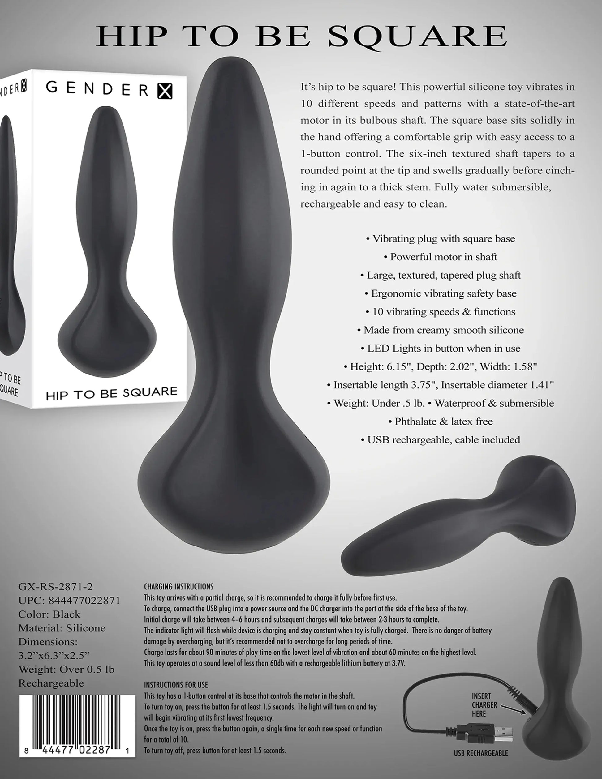 Gender X Hip To Be Square Vibrating Plug Evolved Novelties