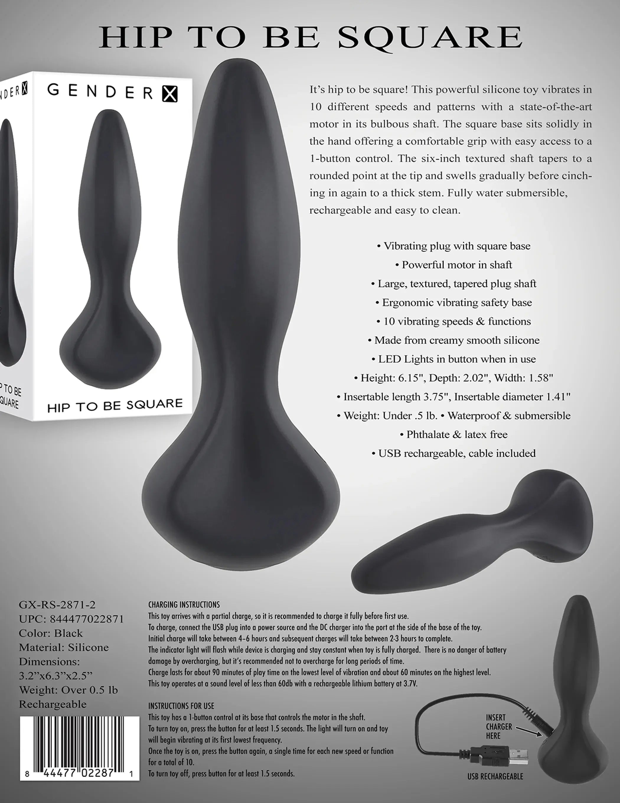 Gender X Hip To Be Square Vibrating Plug Evolved Novelties