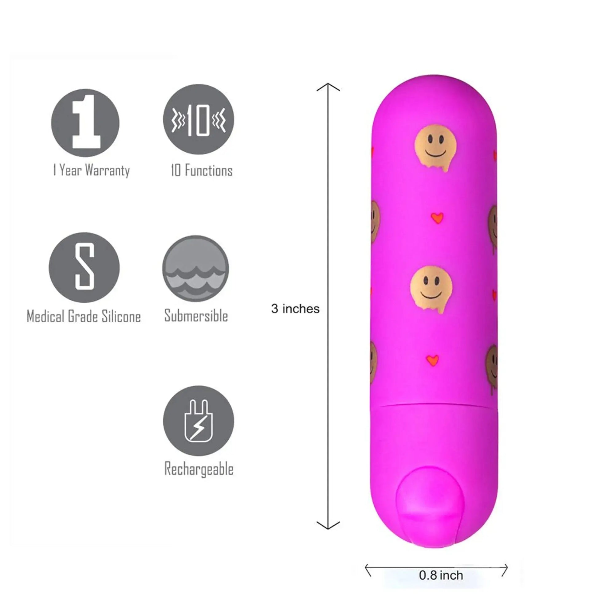 Giggly Mini Bullet Vibrator With Smiley Face Pattern Maia Toys