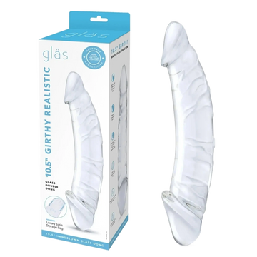 GLAS 10.5 GIRTHY REALISTIC GLASS DOUBLE DONG " Electric / Hustler Lingerie