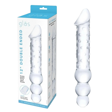 GLAS 12IN DOUBLE ENDED DILDO W / ANAL BEADS Electric / Hustler Lingerie