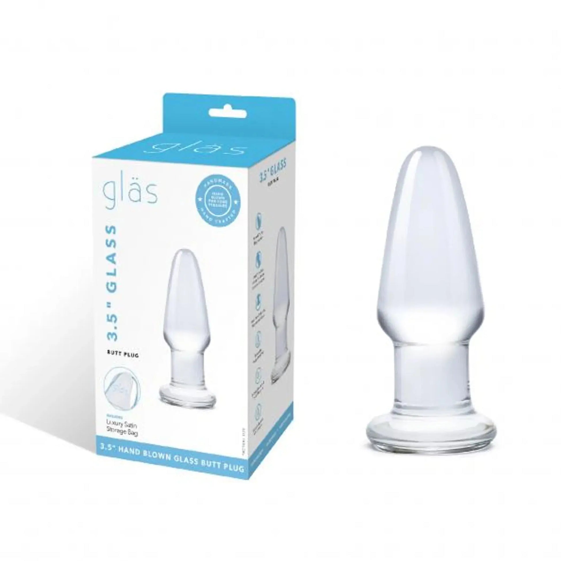 Glas Glass Butt Plug 3.5" Electric / Hustler Lingerie