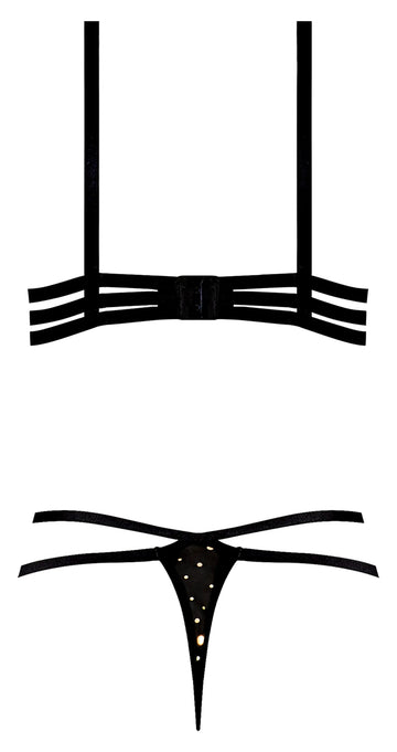 Glitz & Glam Bra & Thong Set Black L/XL Magic Silk Lingerie
