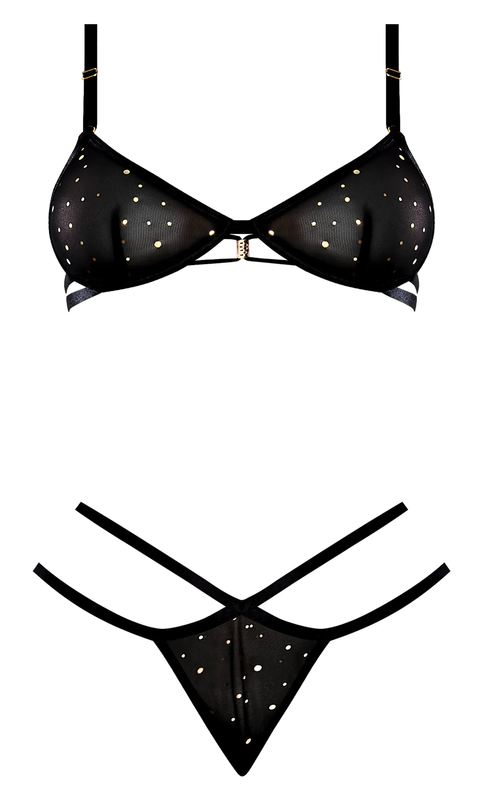 Glitz & Glam Bra & Thong Set Black L/XL Magic Silk Lingerie