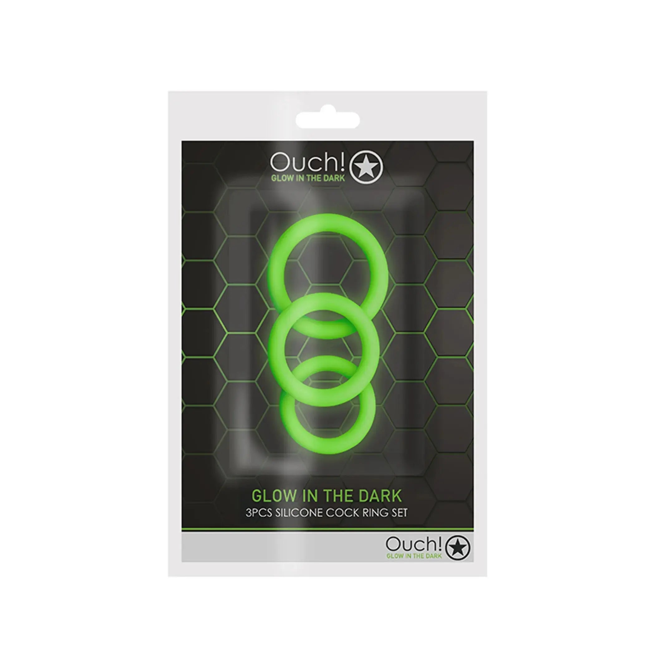 Glow 3-Piece Cock Ring Set SHOTS AMERICA