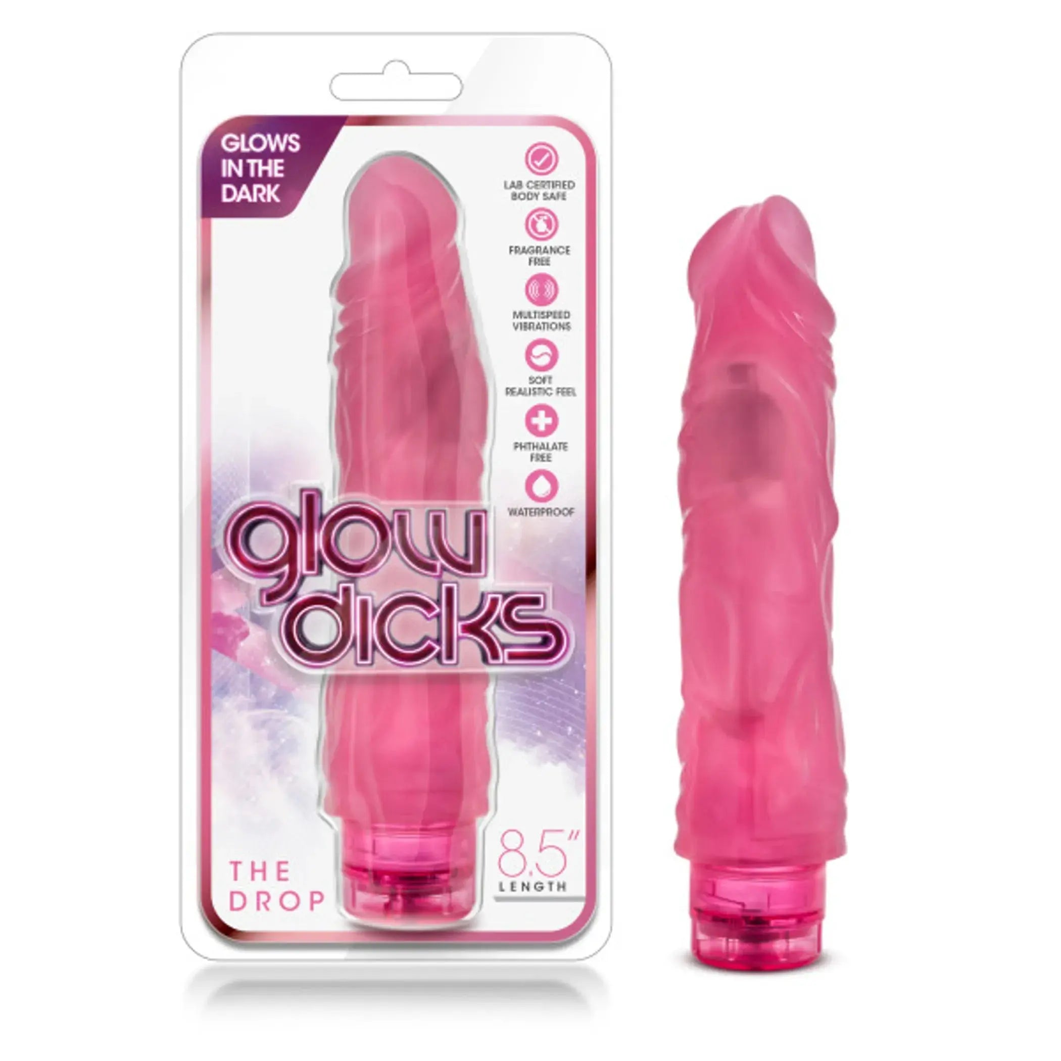 Glow Dicks Drop Pink Realistic Vibrator Blush Novelties