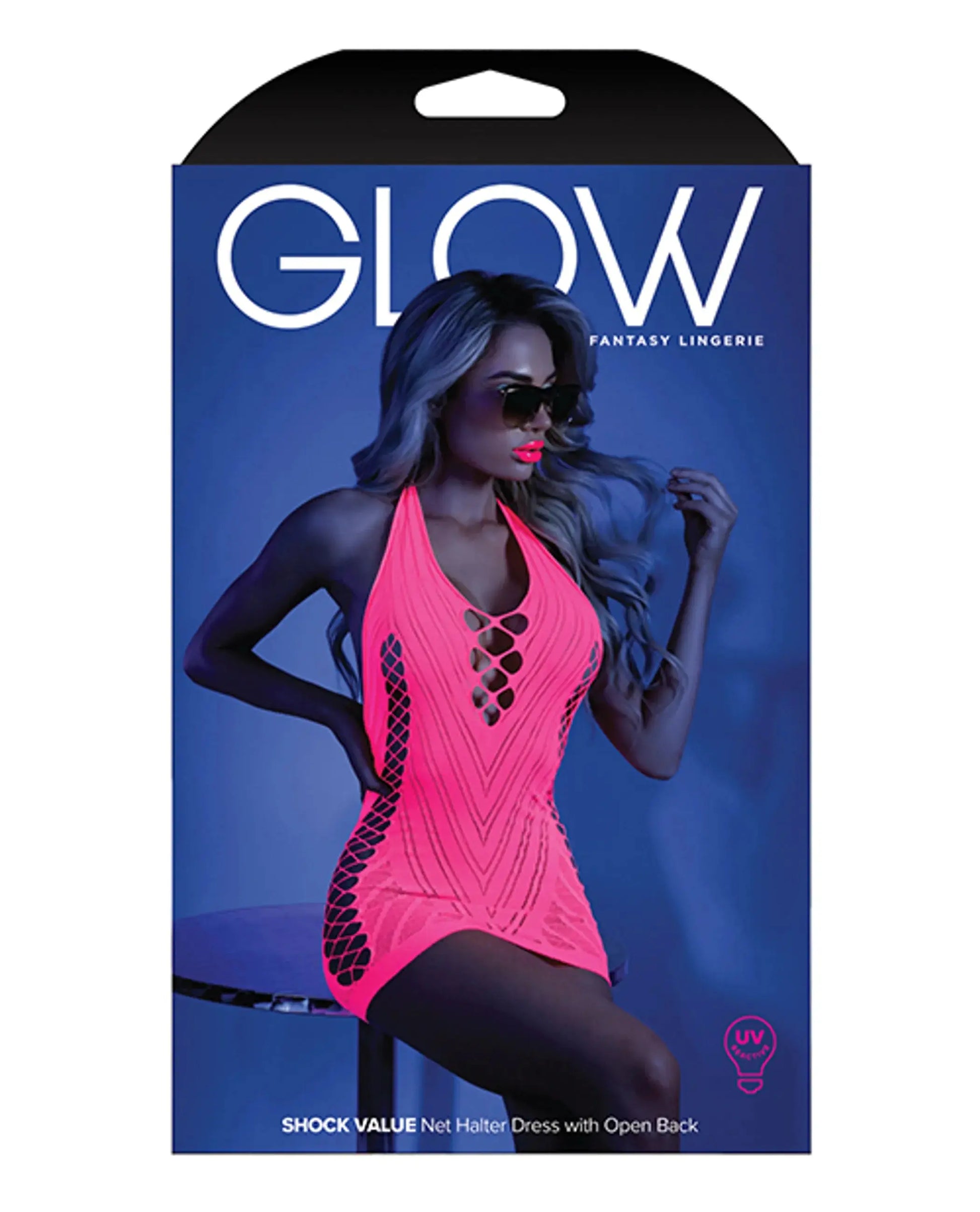 Glow Shock Value Halter Dress Neon Pink Fantasy Lingerie